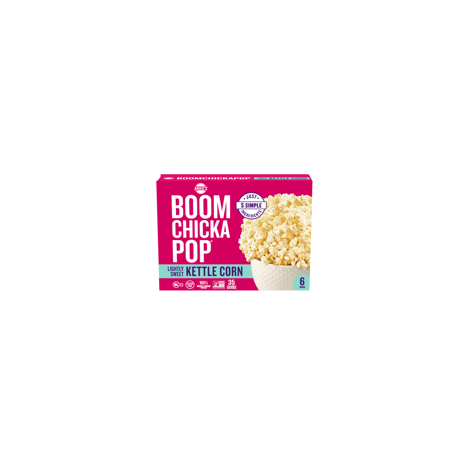 Angie's BOOMCHICKAPOP Lightly Sweet Kettle Corn Microwave Popcorn, , Bags - 3.29 Ounce - 6 Count Image 1 of 4