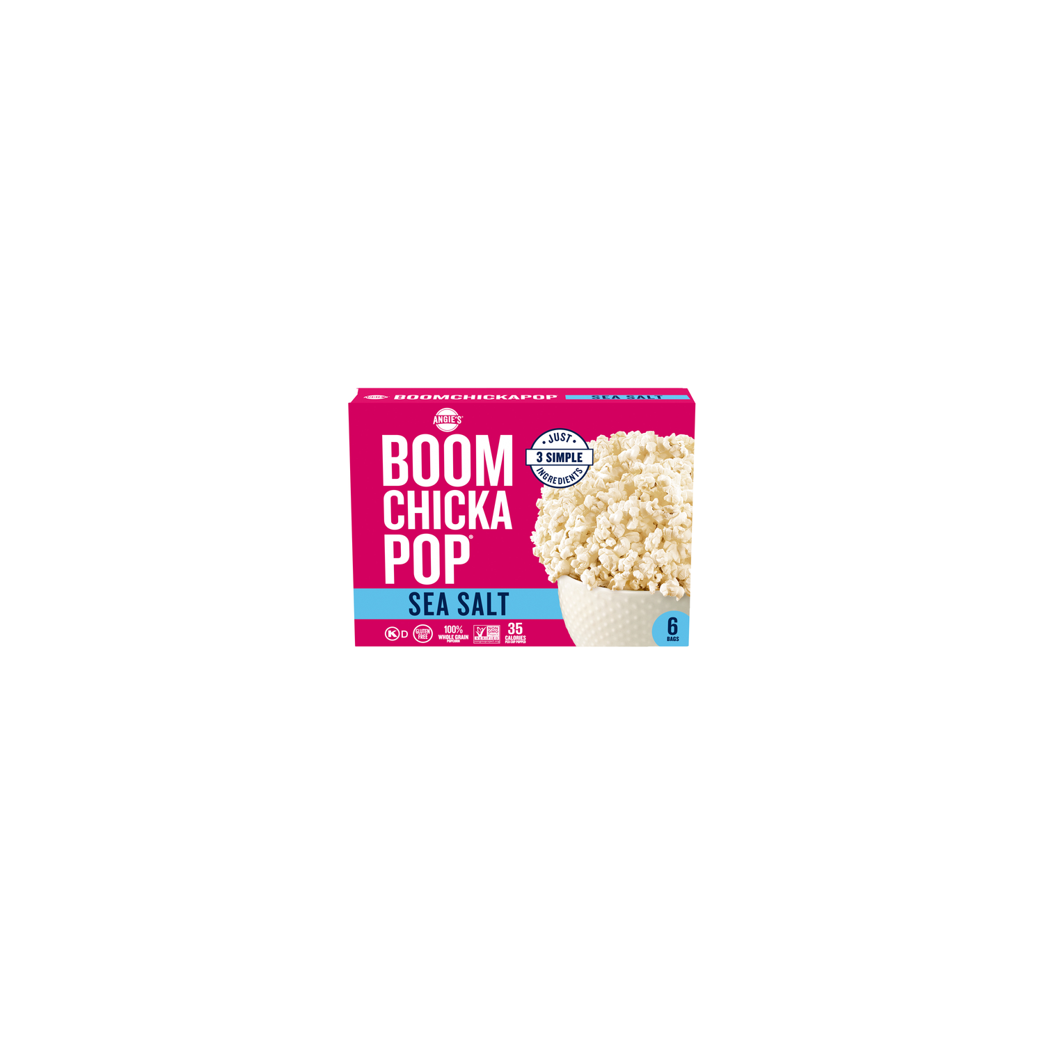 Angie's BOOMCHICKAPOP Sea Salt Microwave Popcorn, , Bags - 3.29 Ounce - 6 Count Image 1 of 4
