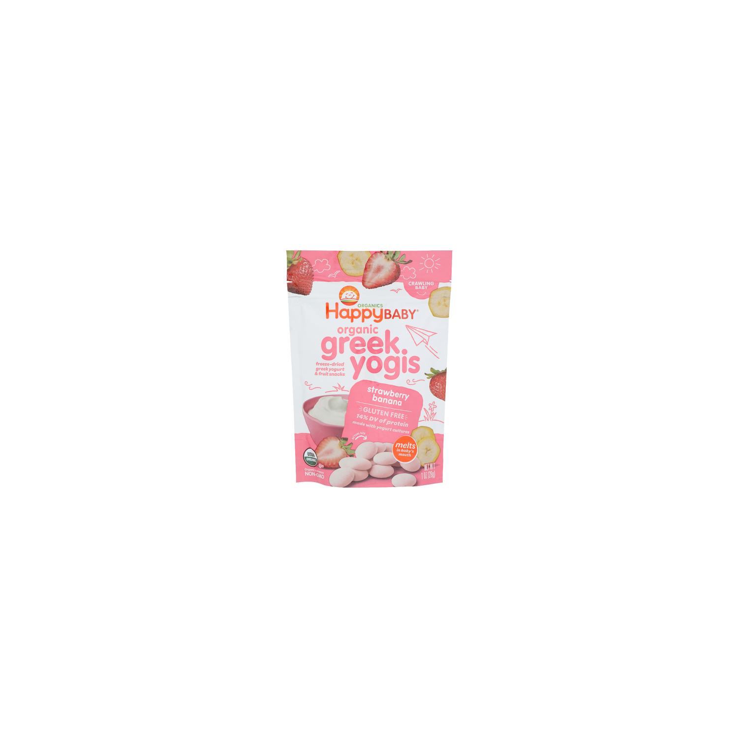 Happy Baby Greek Yogis Strawberry Banana - 1 Ounce - Super 1 Foods