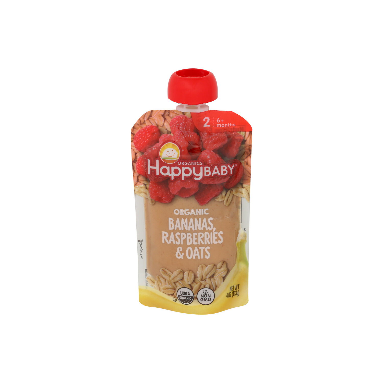 Happy Baby Stage 2 Clearly Crafted Bananas Raspberries & Oats - 4 Ounce Image 1 of 4