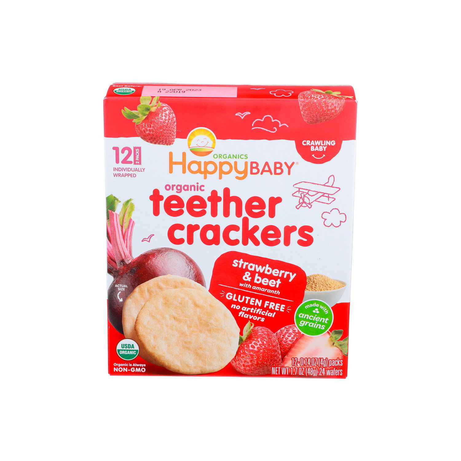 Happy Baby Teethers Gentle Teething Crackers Strawberry Beet