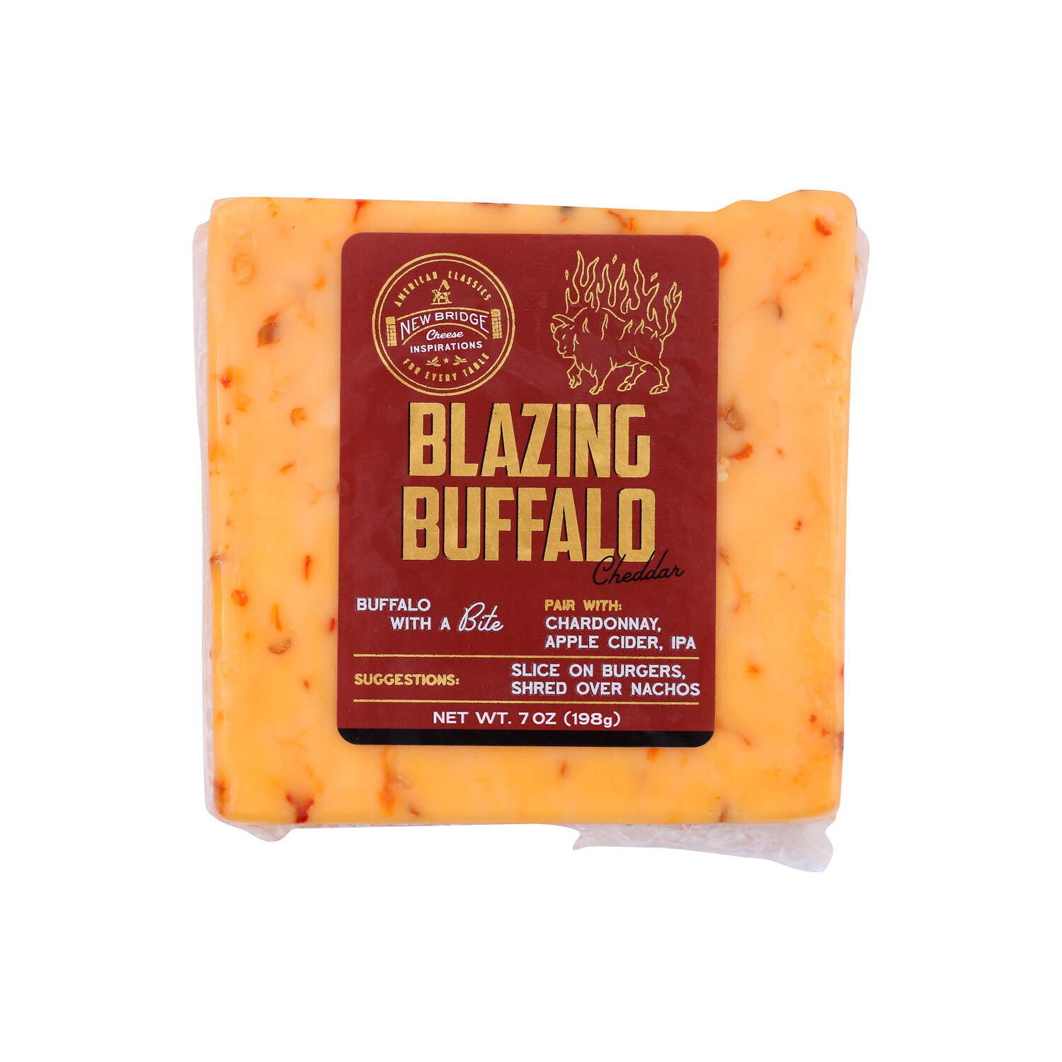 New Bridge Cheese, Cheddar, Blazing Buffalo - 7 Ounce - Super 1 Foods