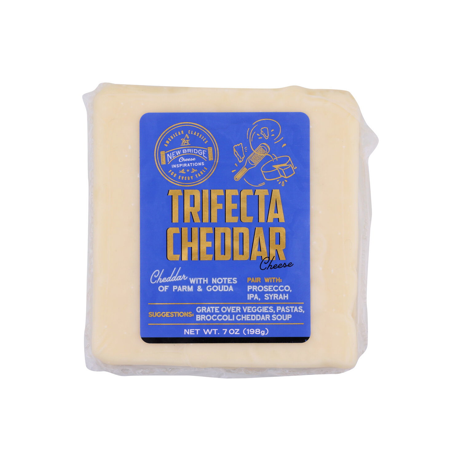 New Bridge Cheese , Trifecta Cheddar - 7 Ounce Image 1 of 4