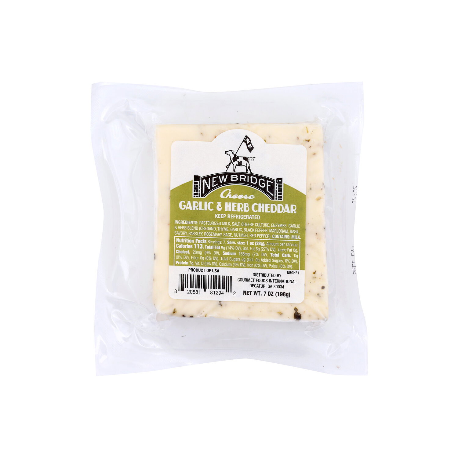 New Bridge Cheese, Garlic & Herb Cheddar - 7 Ounce Image 1 of 4