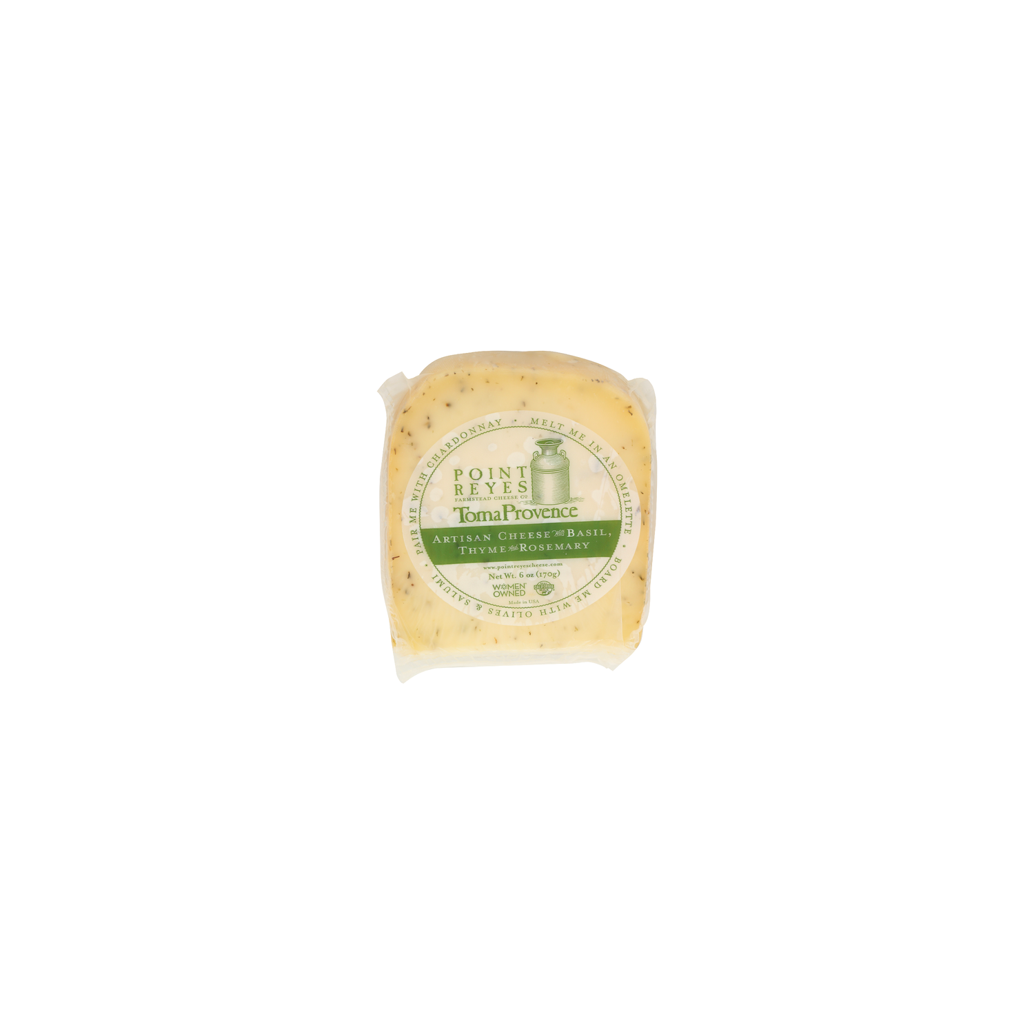 Point Reyes Sweet Milk, Butter And Herbs Salted With An Herbal Finish Semi-Hard, Italian-Style Table Cheese Toma Provence Wedge Ew Creamy, Notes Of Classic Accentuated By Savory Rich De - 6 Ounce Image 1 of 4