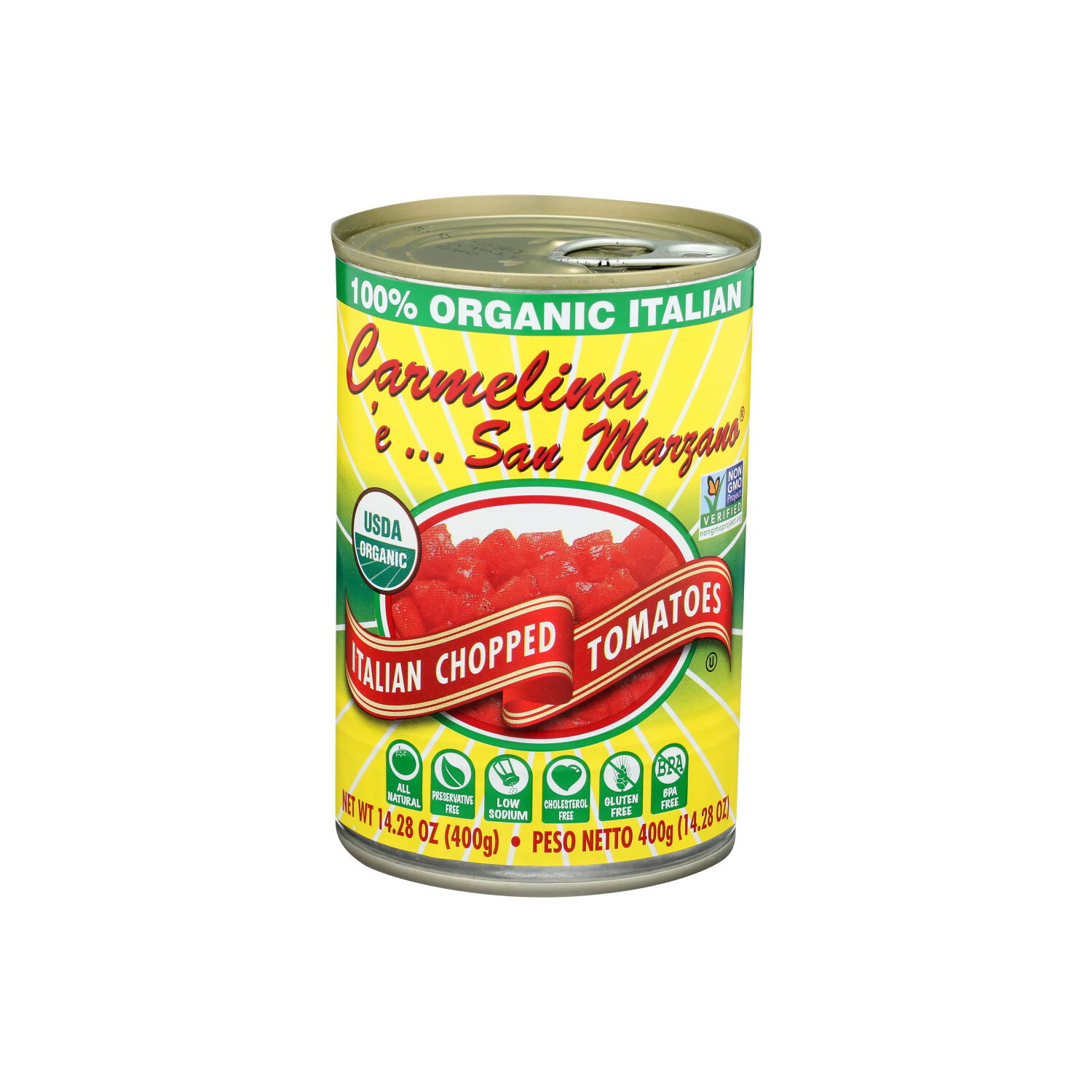 Carmelina 'E…SAN Marzano Organic Italian Chopped Tomatoes In Puree San Sweet - 14.28 Ounce Image 1 of 2