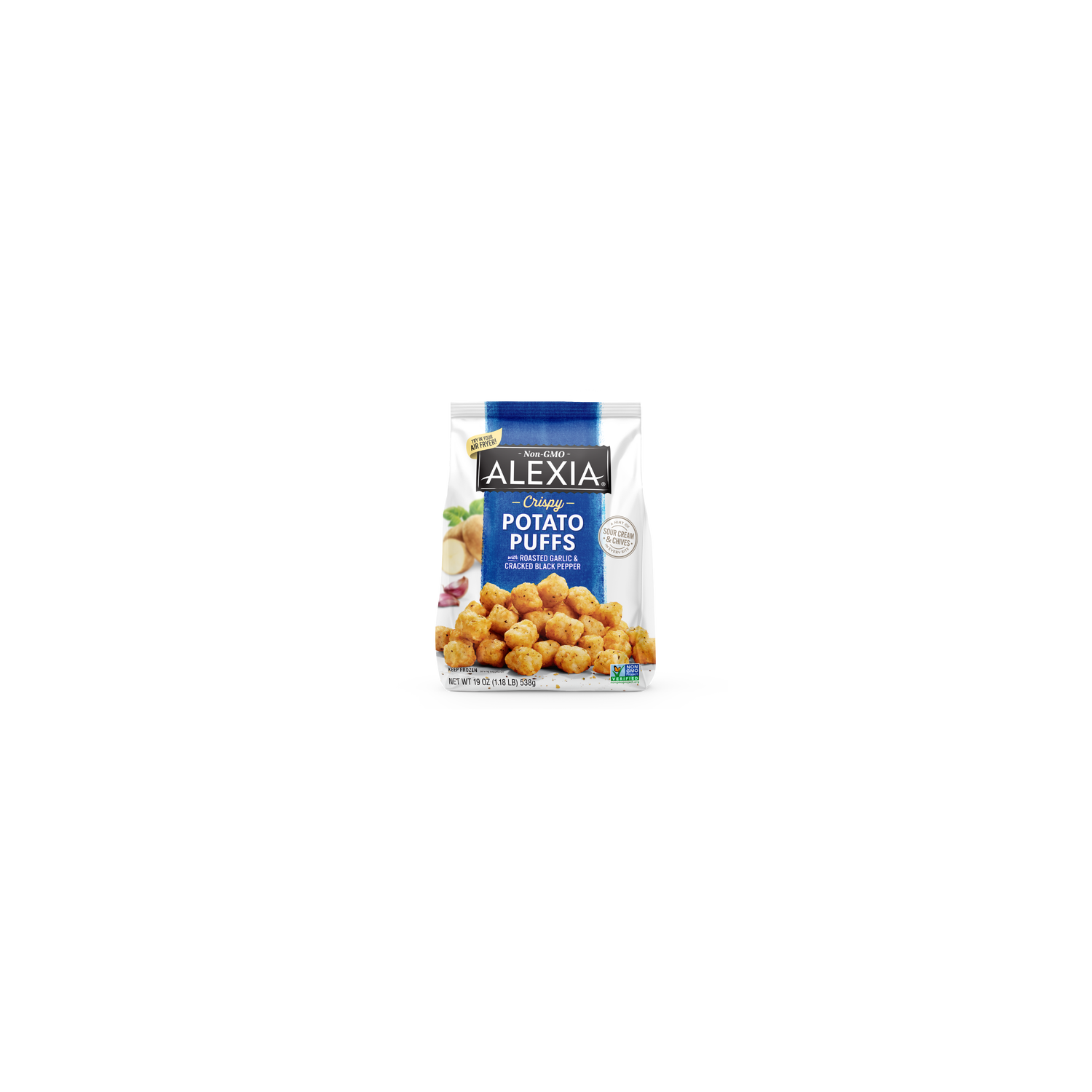 Alexia Seasoned Potato Puffs With Roasted Garlic And Cracked Black Pepper - 19 Ounce Image 1 of 4