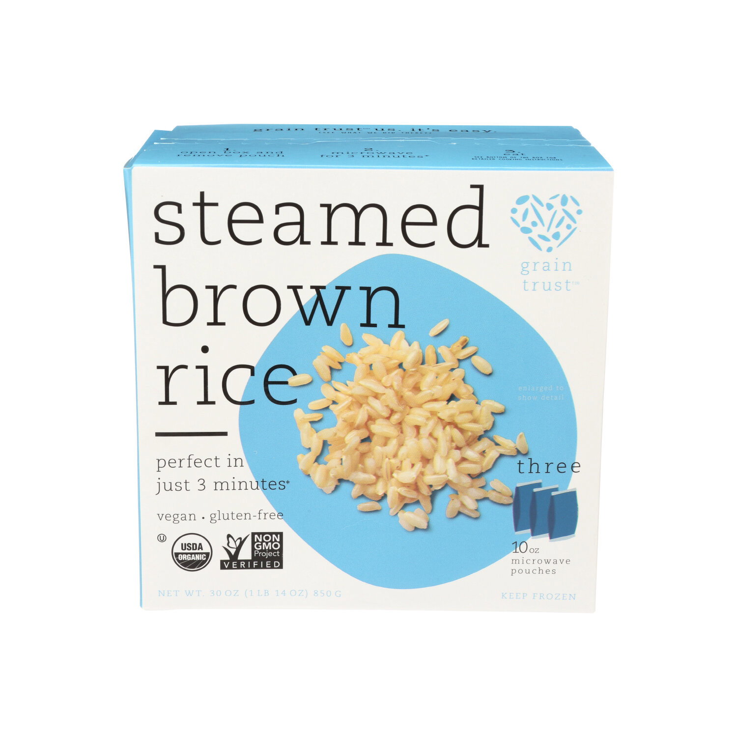 Grain Trust Steamed Brown Rice Whole - 10 Ounce - 3 Count Image 1 of 2