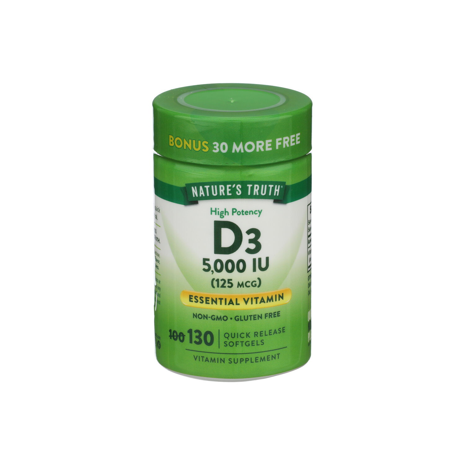 NATURE'S TRUTH High Potency Vitamin D3 Softgels - 130 Count Image 1 of 2