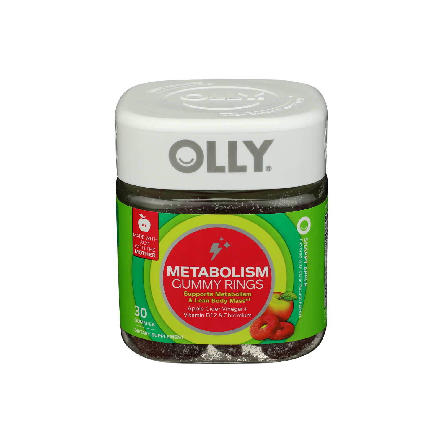 Olly Snappy Apple Metabolism Gummy Rings - 30 Count - Super 1 Foods