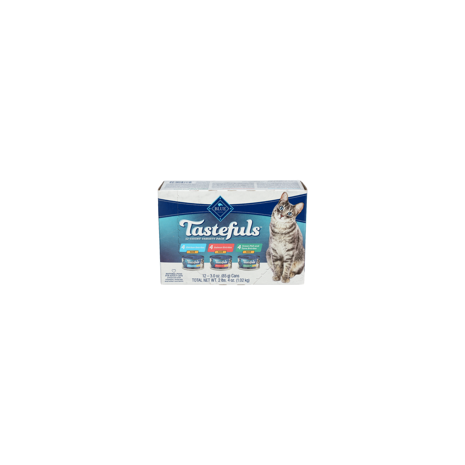 Blue Tastefuls Salmon, Chicken, Fish & Tuna Adult Cat Paté Variety Pack - 0.085 Kilogram - 12 Count Image 1 of 2