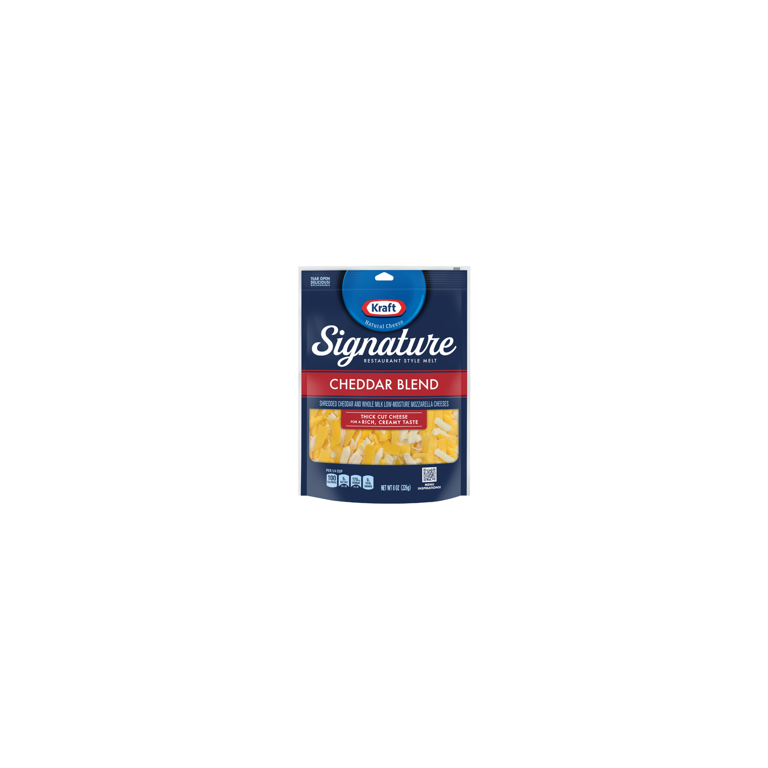 Kraft Signature Thick Shreds Cheddar Blend Cheese Bag - 8 Ounce