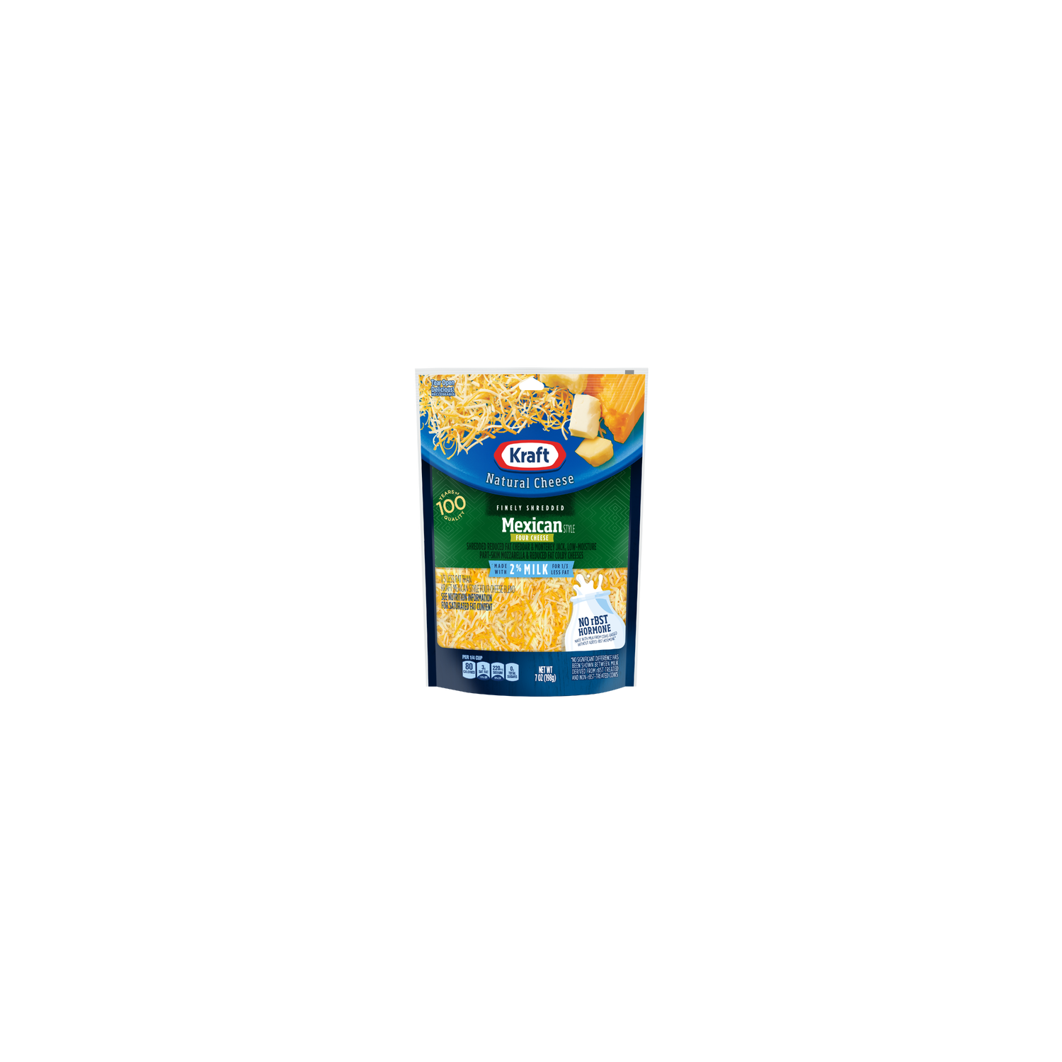 Kraft 2% Milk Mexican Style Four Cheese Shredded Natural Bag - 7 Ounce Image 1 of 2