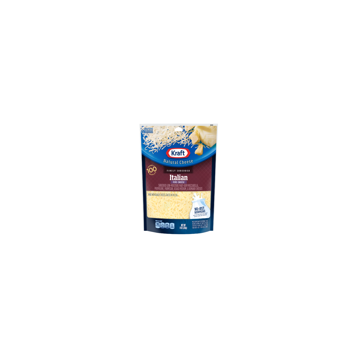 Kraft Italian Five Cheese Finely Shredded Natural Bag - 8 Ounce Image 1 of 2