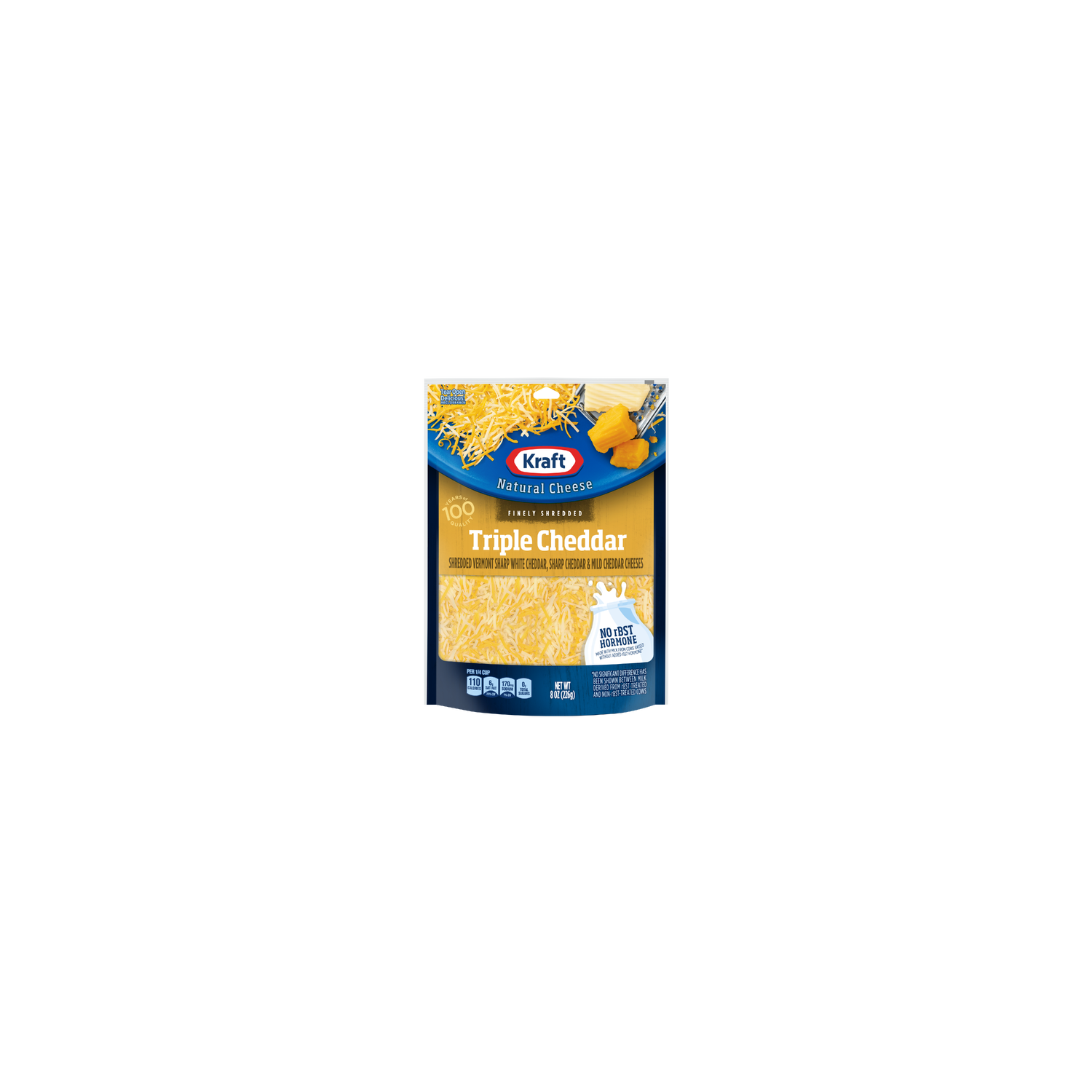 Kraft Triple Cheddar Finely Shredded Natural Cheese Bag - 8 Ounce Image 1 of 2