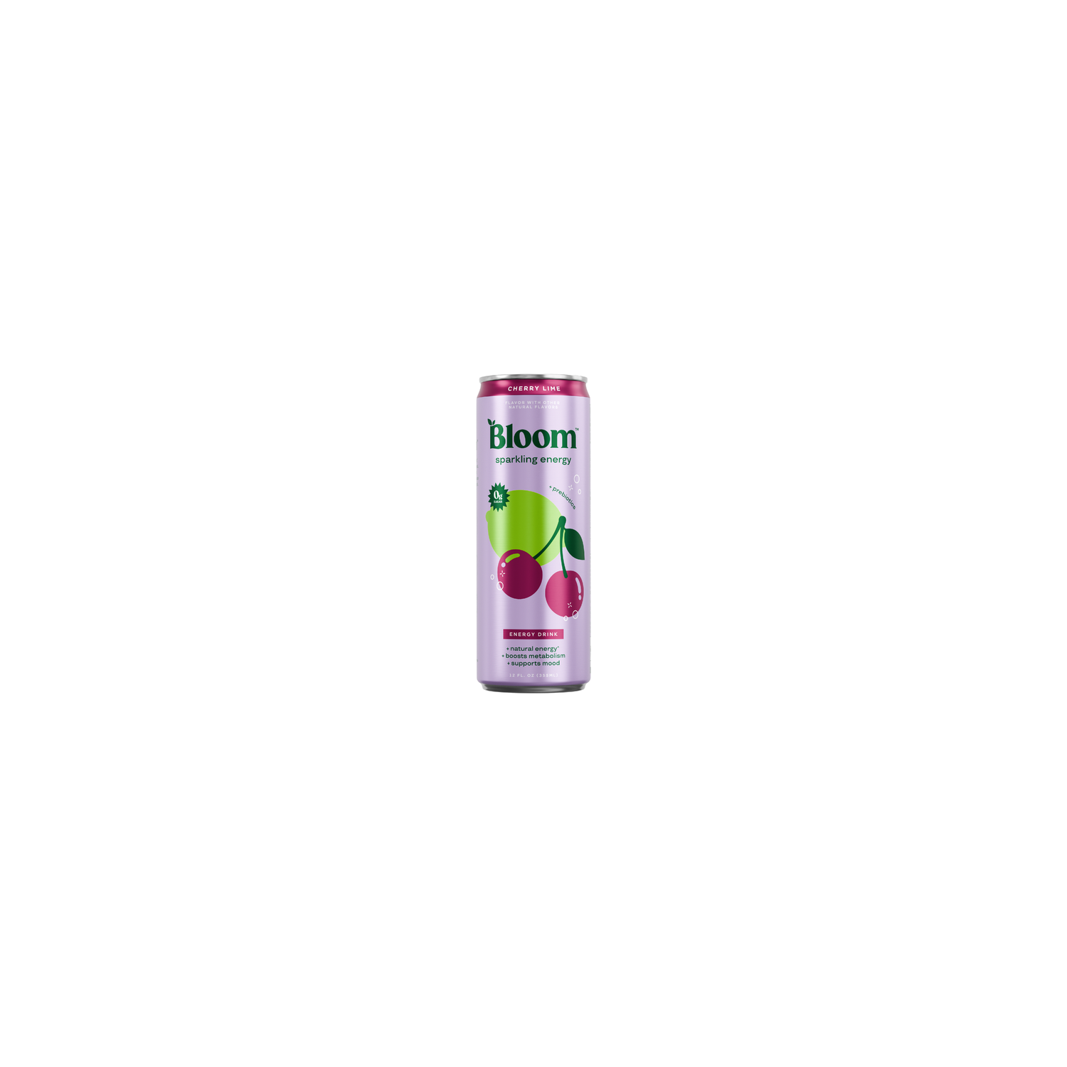 Bloom Cherry Lime Sparkling Energy Drink - 12 Fluid Ounce Image 1 of 2