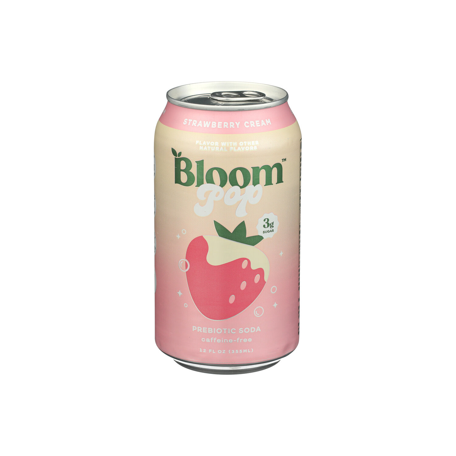 Bloom Pop Strawberry Cream Prebiotic Soda - 12 Fluid Ounce Image 1 of 4