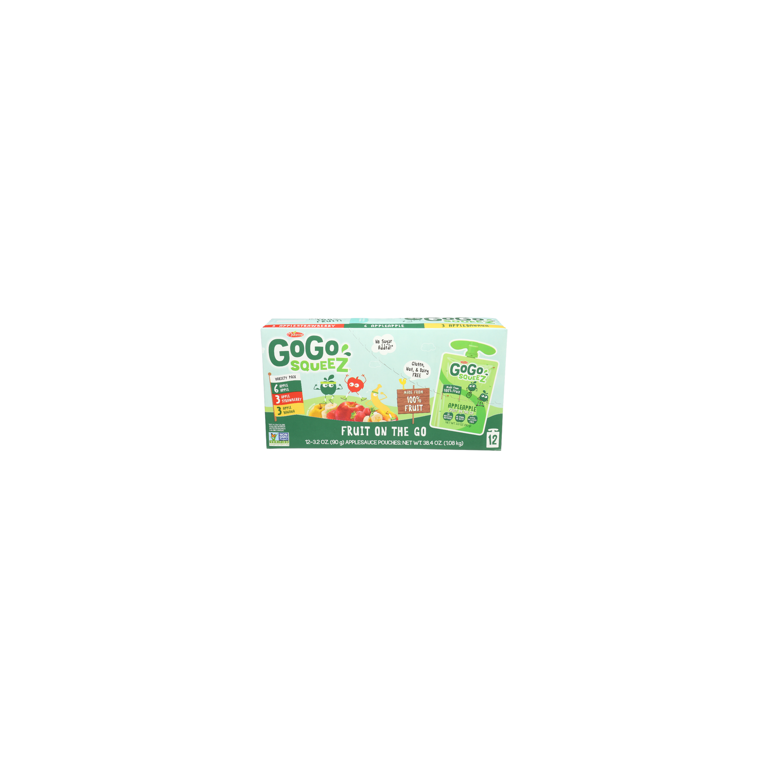 Gogo Squeez 6 Apple 3 Banana Strawberry Pouch Fruit On The Go Variety Pack - 3.2 Ounce - 12 Count Image 1 of 4