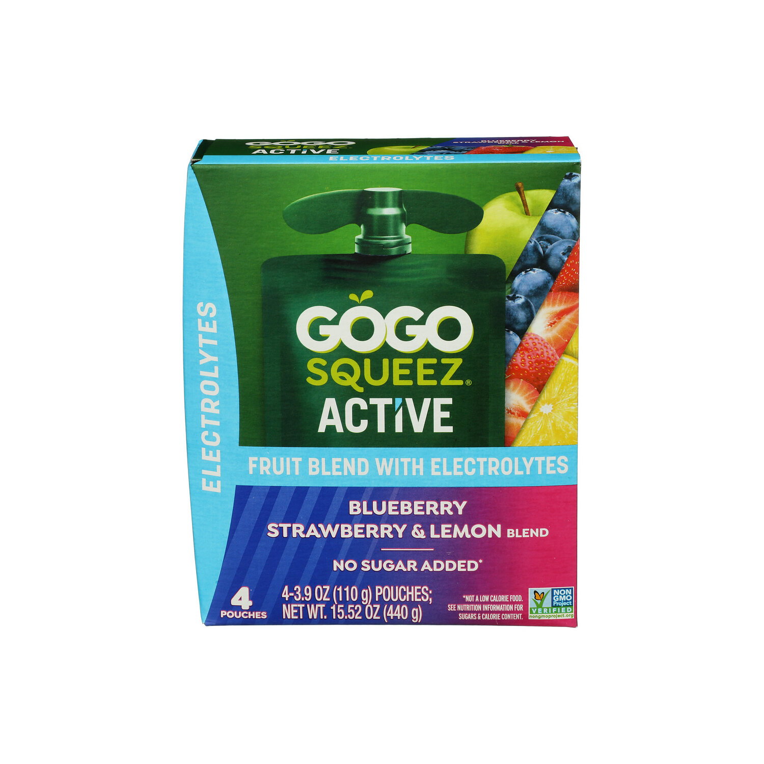 Gogo Squeez Active Electrolyes Blueberry Strawberry Lemon - 3.9 Ounce - 4 Count