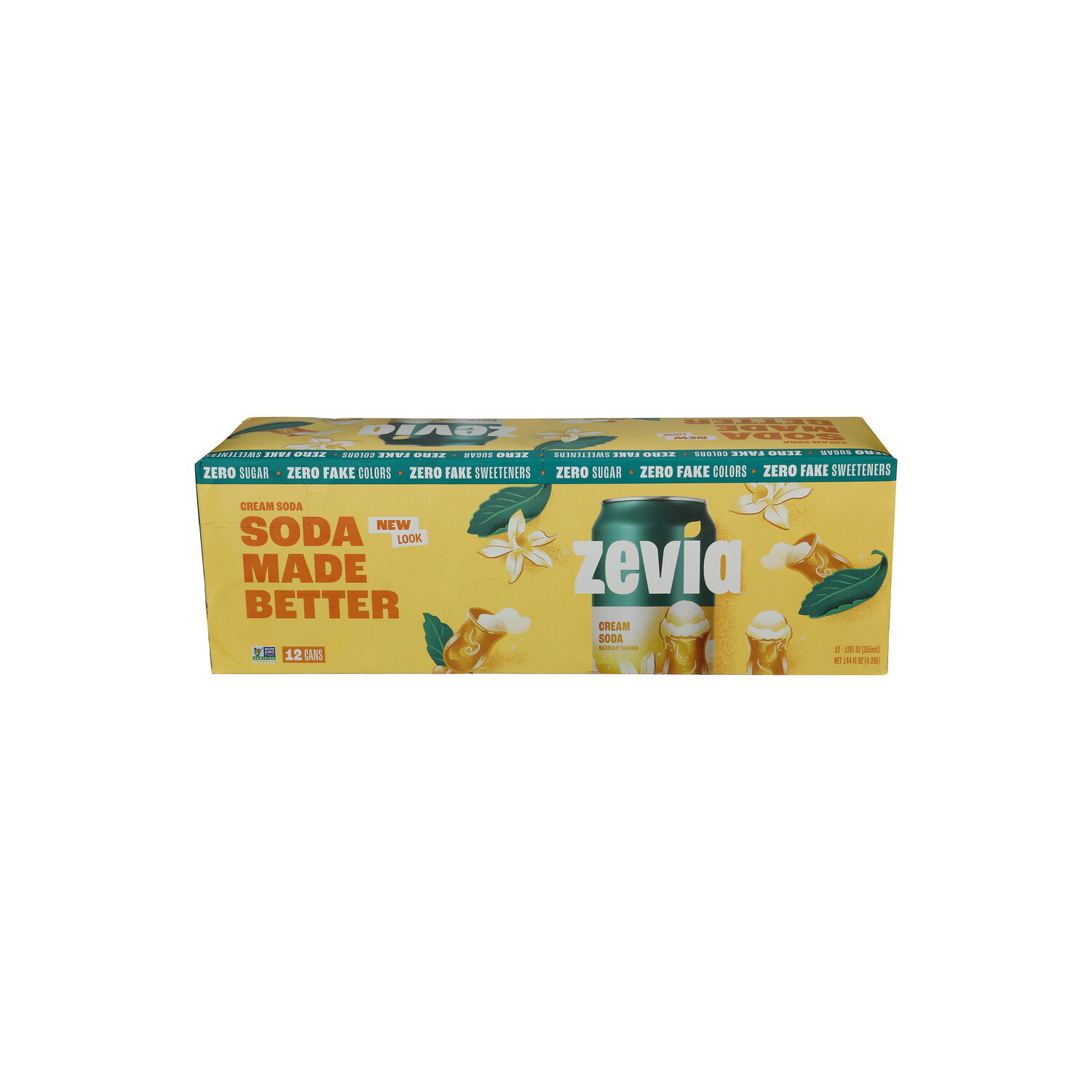 Zevia Zero Sugar Cream Soda Soft Drink - 12 Fluid Ounce - 12 Count