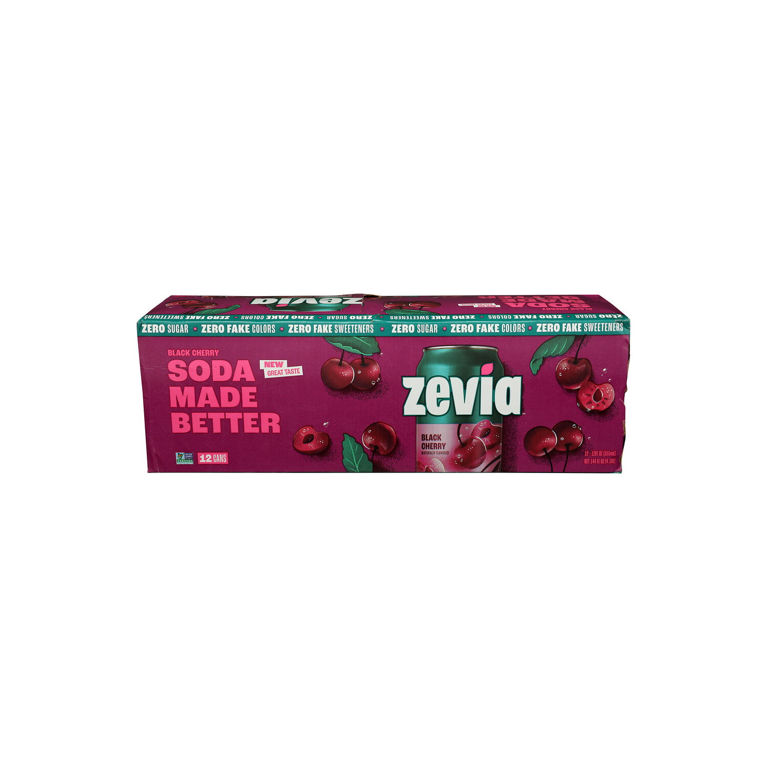 Zevia Zero Sugar Black Cherry Soda Soft Drink - 12 Fluid Ounce