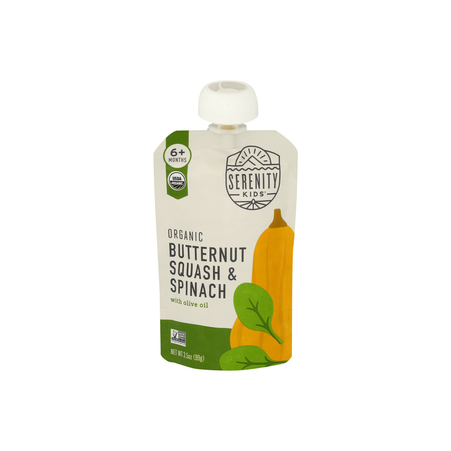 Serenity Kids Organic Butternut Squash & Spinach With Olive Oil Baby Food Pouch - 3.5 Ounce Image 1 of 4