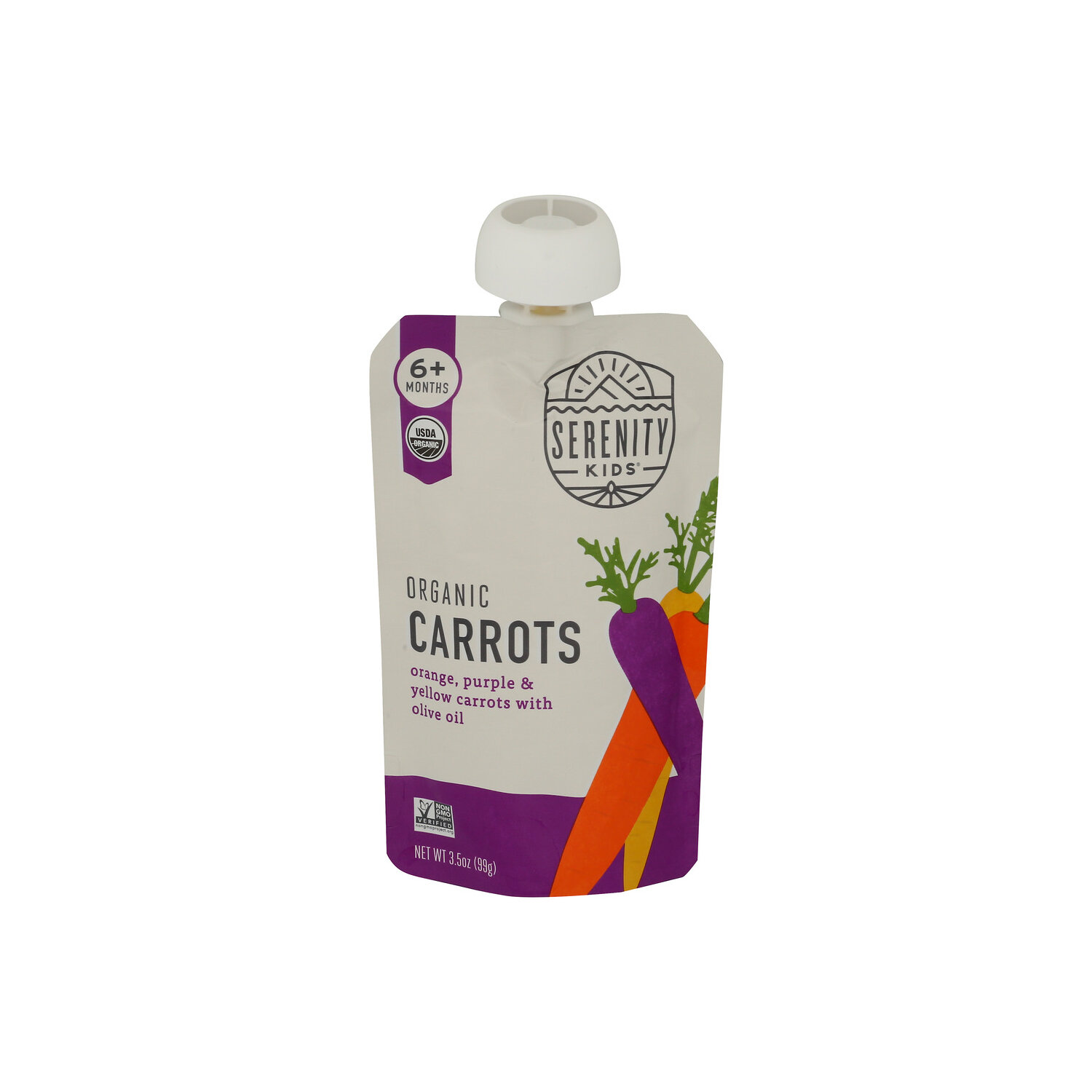Serenity Kids Carrot Puree Pouch, Organic Varieties With Olive Oil - 3.5 Ounce Image 1 of 4