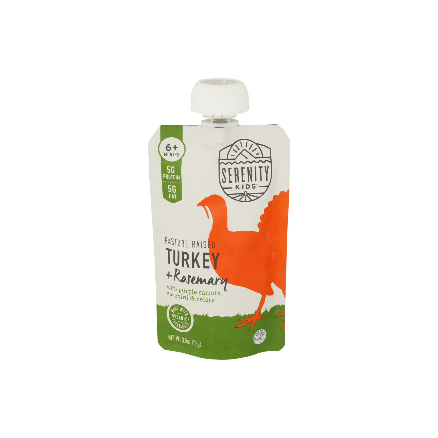 Serenity Kids Turkey Rosemary Puree Pouch, Pasture Raised With Carrots, Zucchini & Rosemary - 3.5 Ounce Image 1 of 4