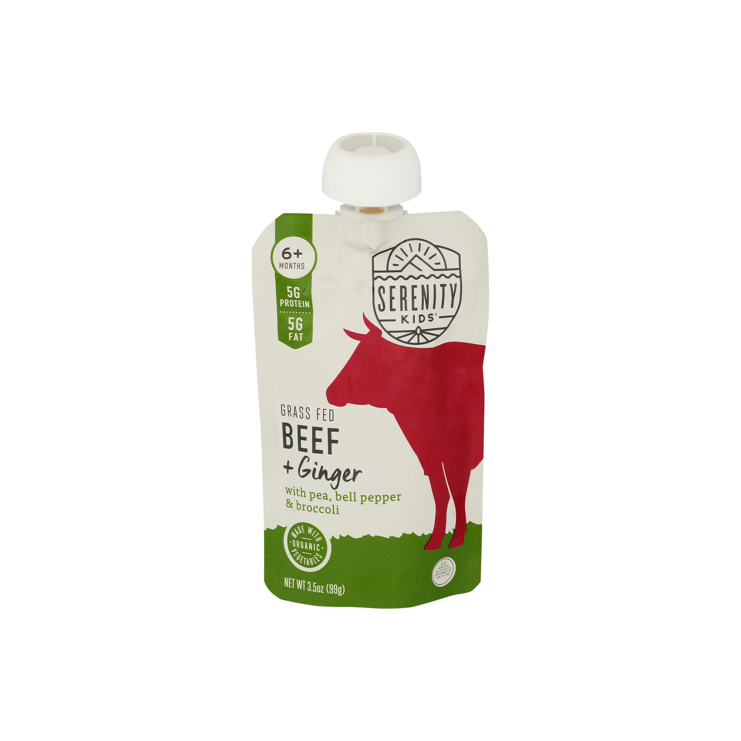 Serenity Kids Beef Puree Pouch, Grass Fed Beef & Ginger - 3.5 Ounce Image 1 of 4