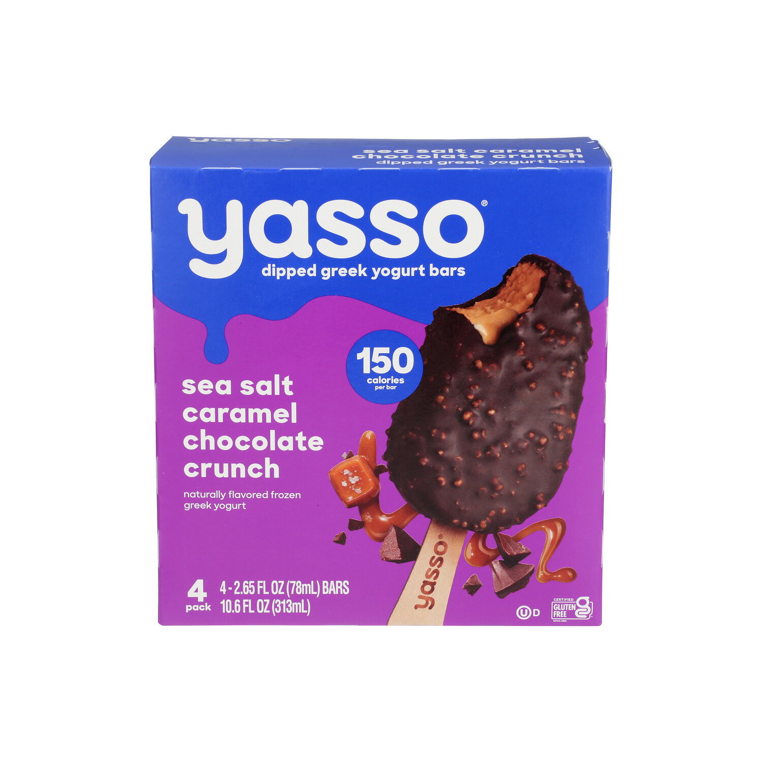 Yasso Sea Salt Caramel Chocolate Crunch Bars Frozen Greek Yogurt, Bars, 4 Pack - 2.65 Fluid Ounce - 4 Count Image 1 of 4