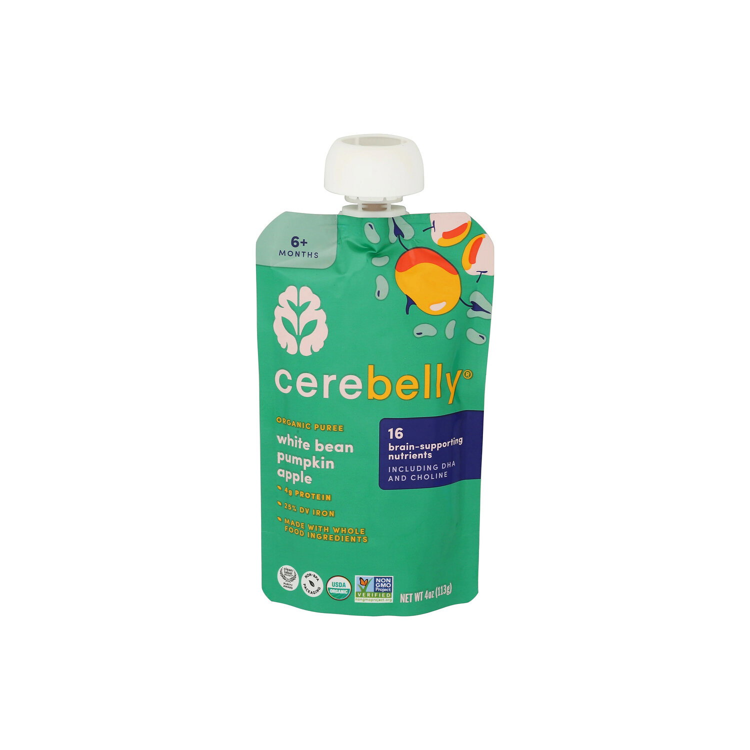 Cerebelly White Bean Pumpkin Apple Organic Baby Puree - 4 Ounce Image 1 of 4