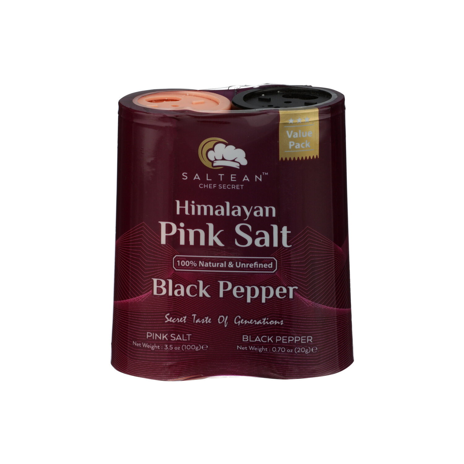 Saltean Chef Secret Salty Ground Himalayan Pink Salt & Black