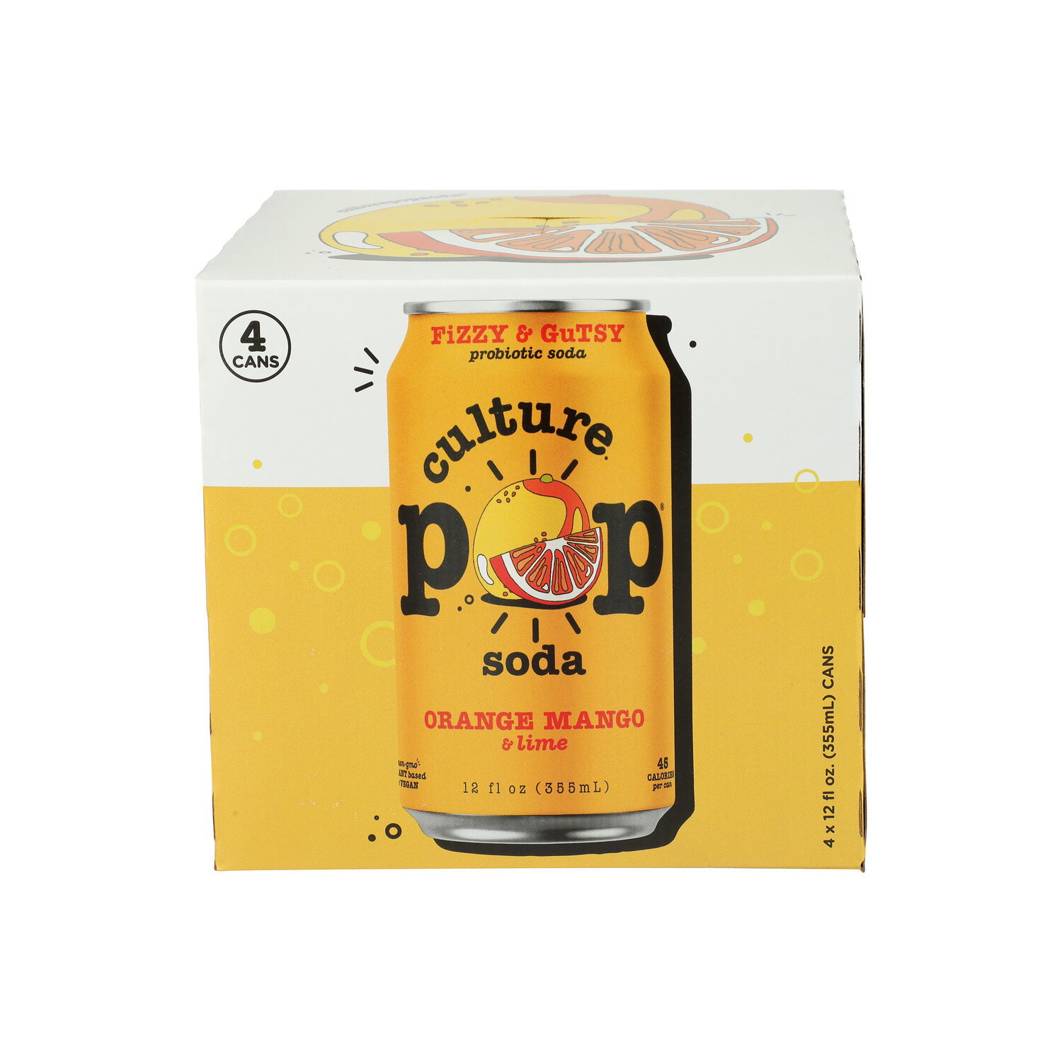 Culture Pop Soda Probiotic Orange Mango - 12 Fluid Ounce - 4 Count Image 1 of 3