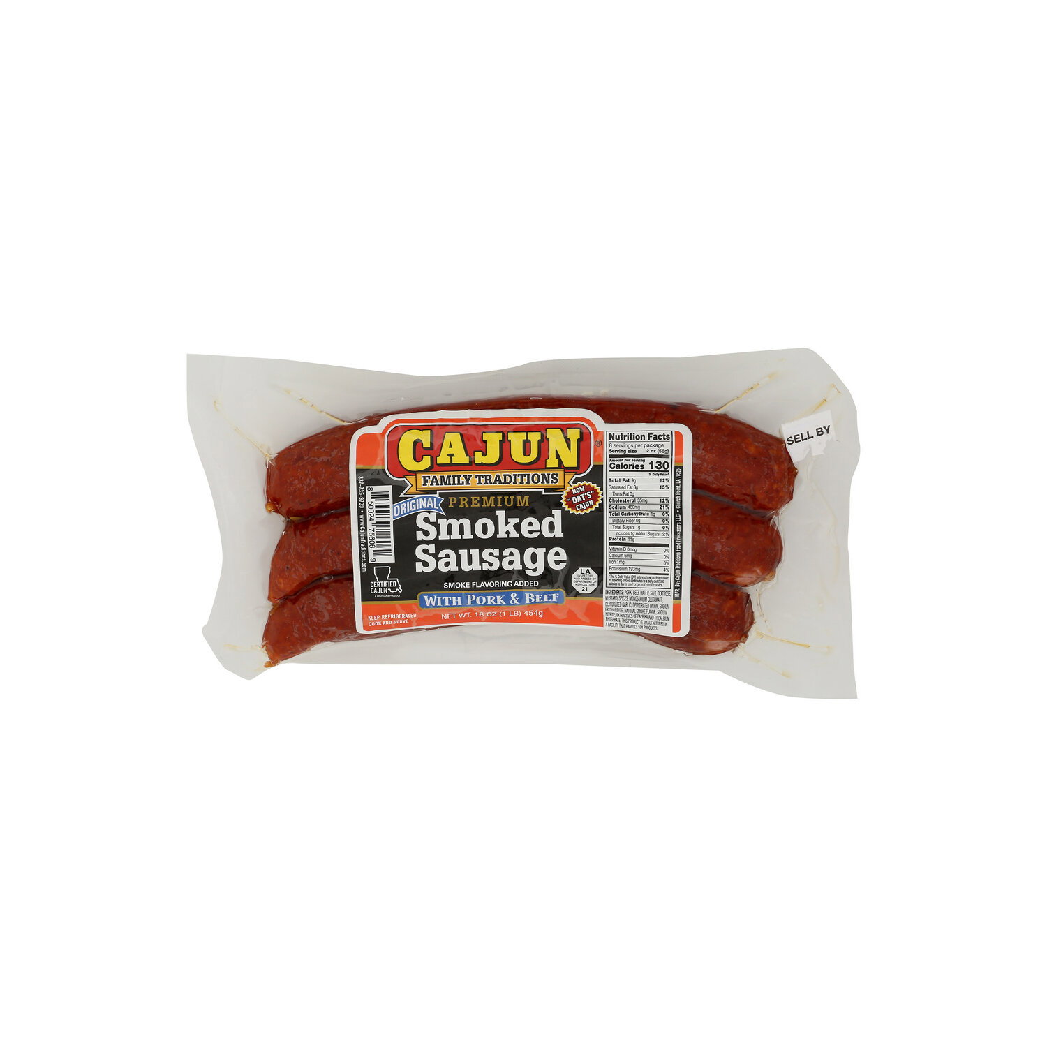 Cajun Family Traditions Pork & Beef Smoked Sausage - 16 Ounce Image 1 of 4