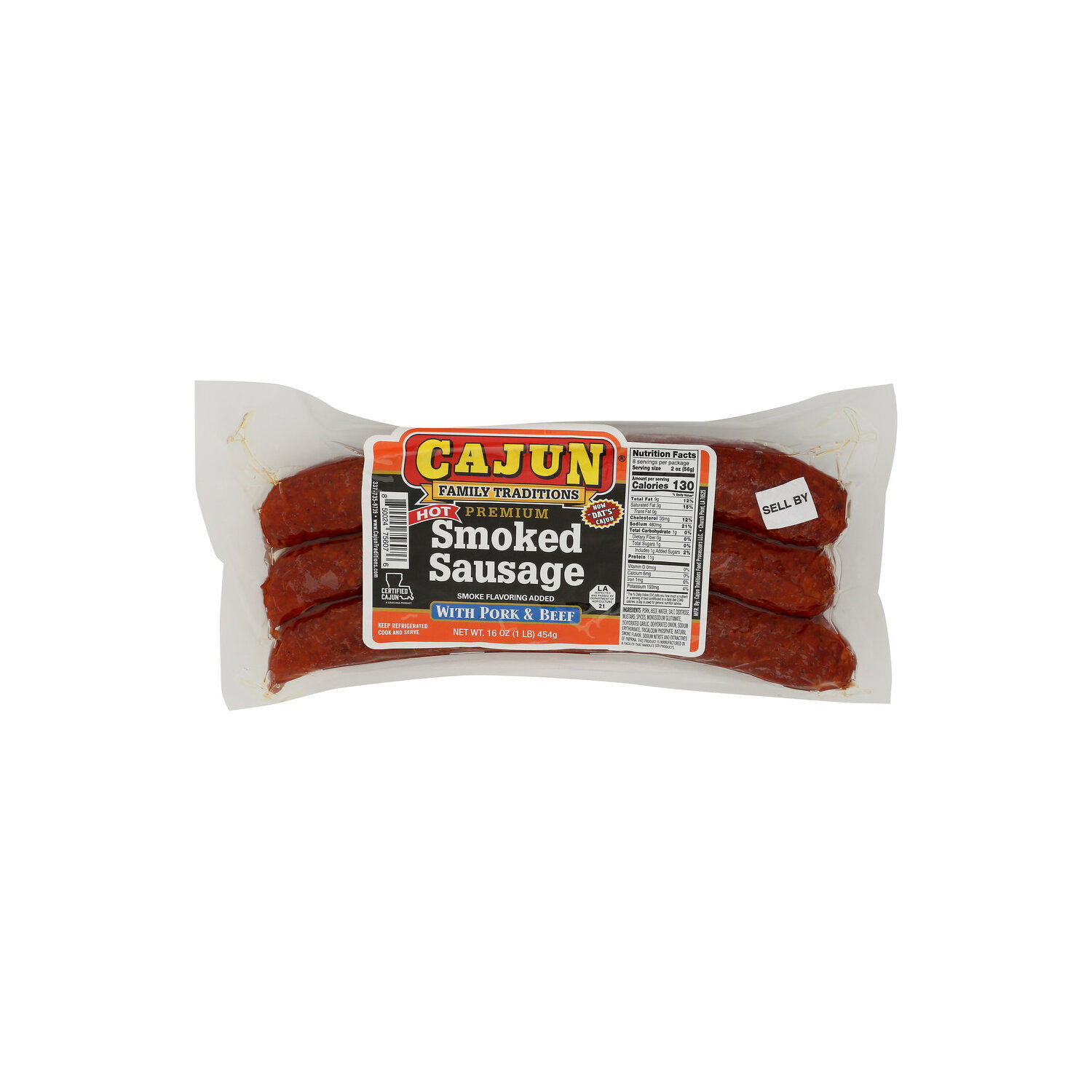 Cajun Family Traditions Hot Pork & Beef Smoked Sausage - 16 Ounce Image 1 of 4