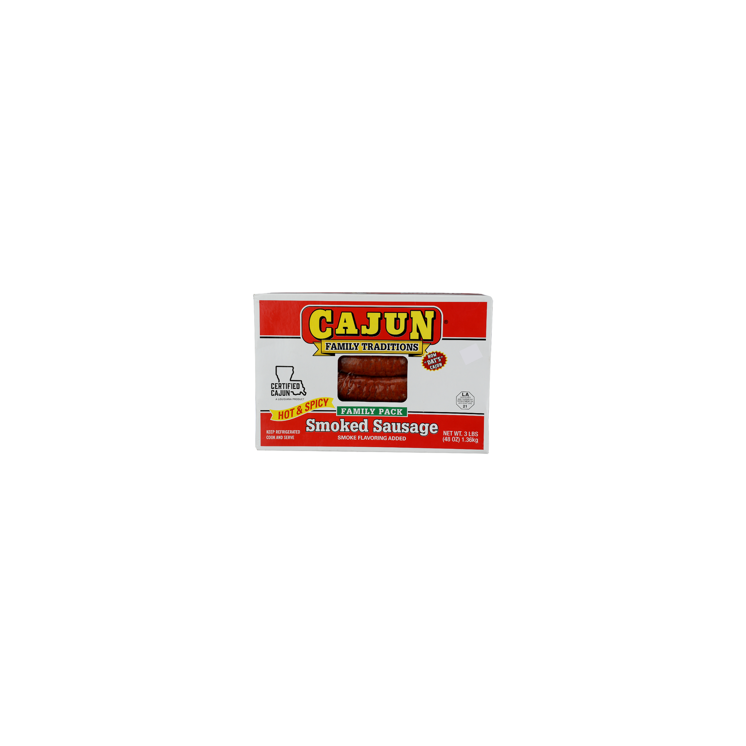 Cajun Family Traditions Pack Hot & Spicy Smoked Sausage - 3 Pound Image 1 of 4
