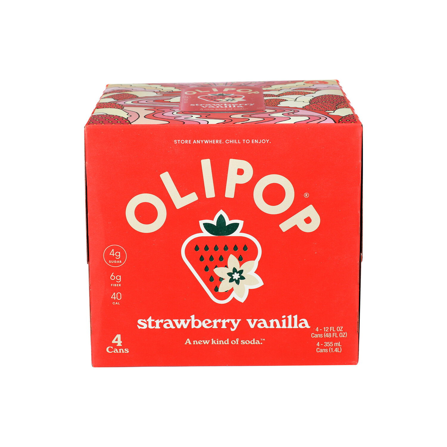 OLIPOP Prebiotic Strawberry Vanilla Soda Pop - 12 Fluid Ounce - 4
