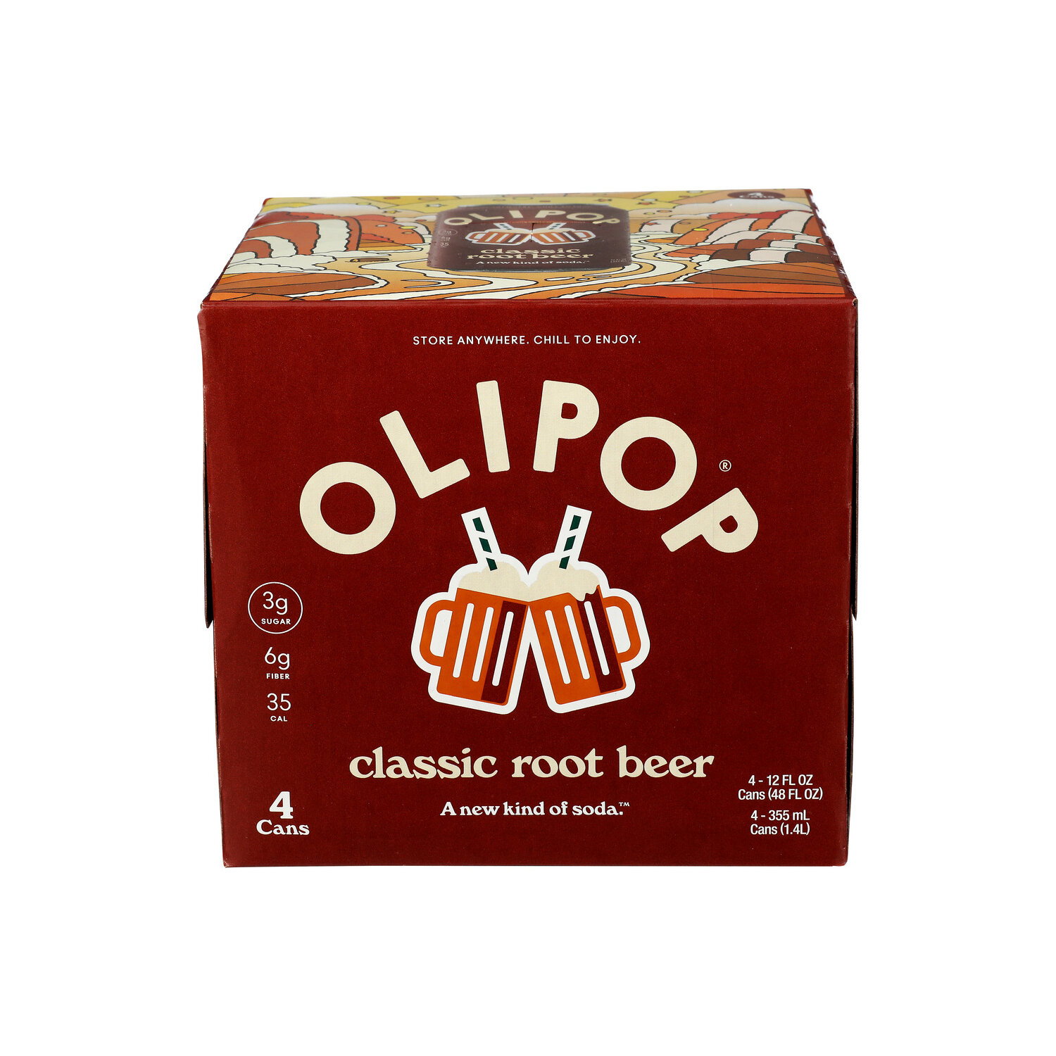 Olipop Root Beer Prebiotic Soda - 12 Fluid Ounce - 4 Count Image 1 of 3