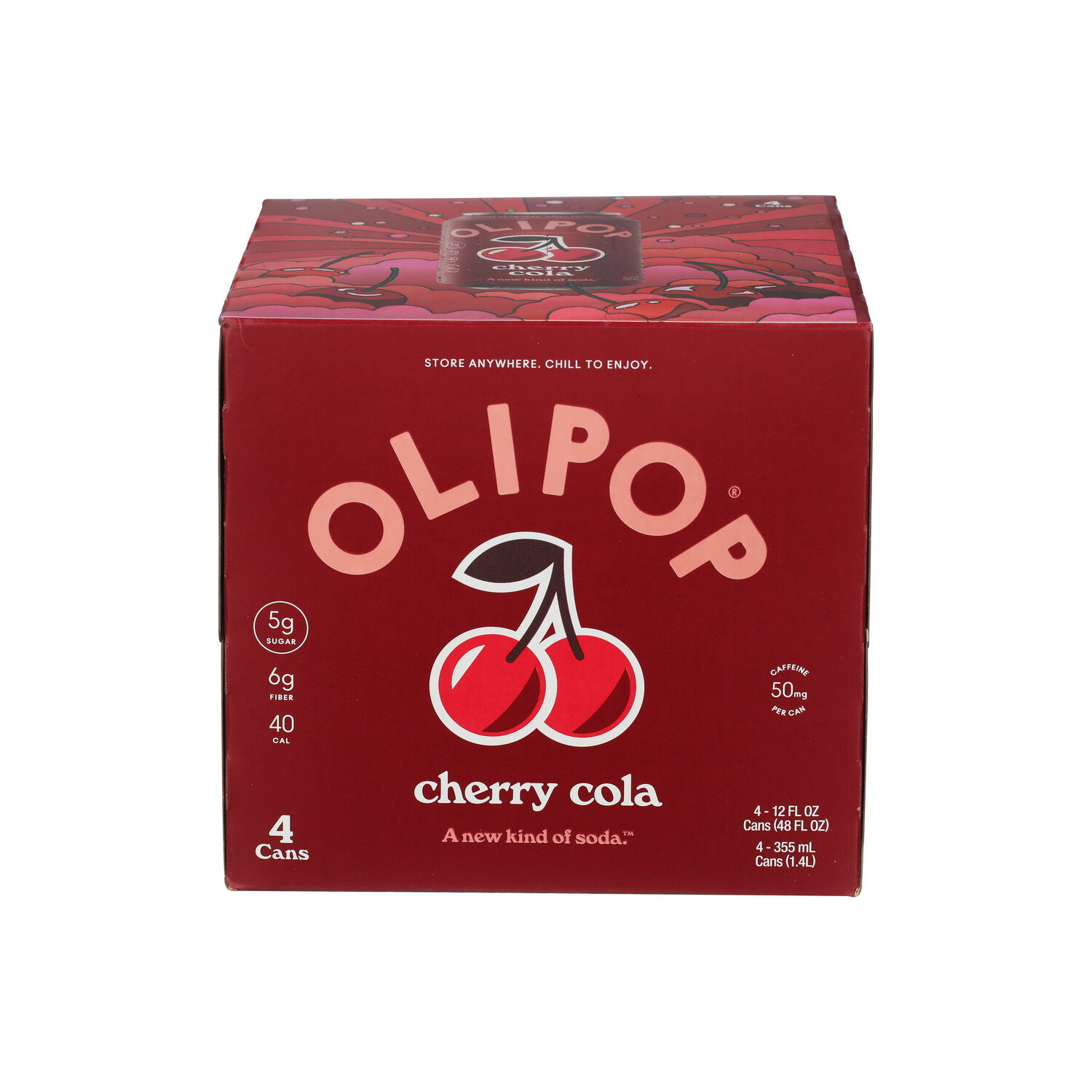 OLIPOP Prebiotic Cherry Cola Soda Pop - 12 Fluid Ounce - 4 Count Image 1 of 3