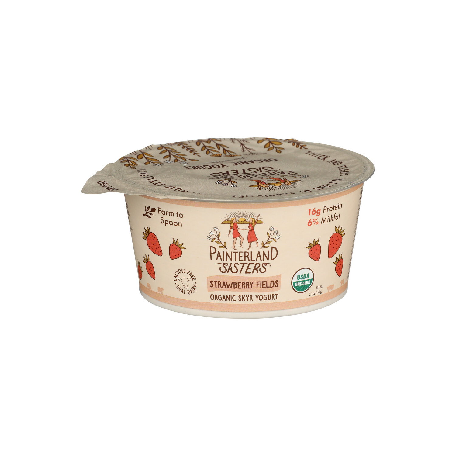 Painterland Sisters Strawberry Creamy Organic Icelandic Style Skyr Yogurt - 5.3 Ounce Image 1 of 4
