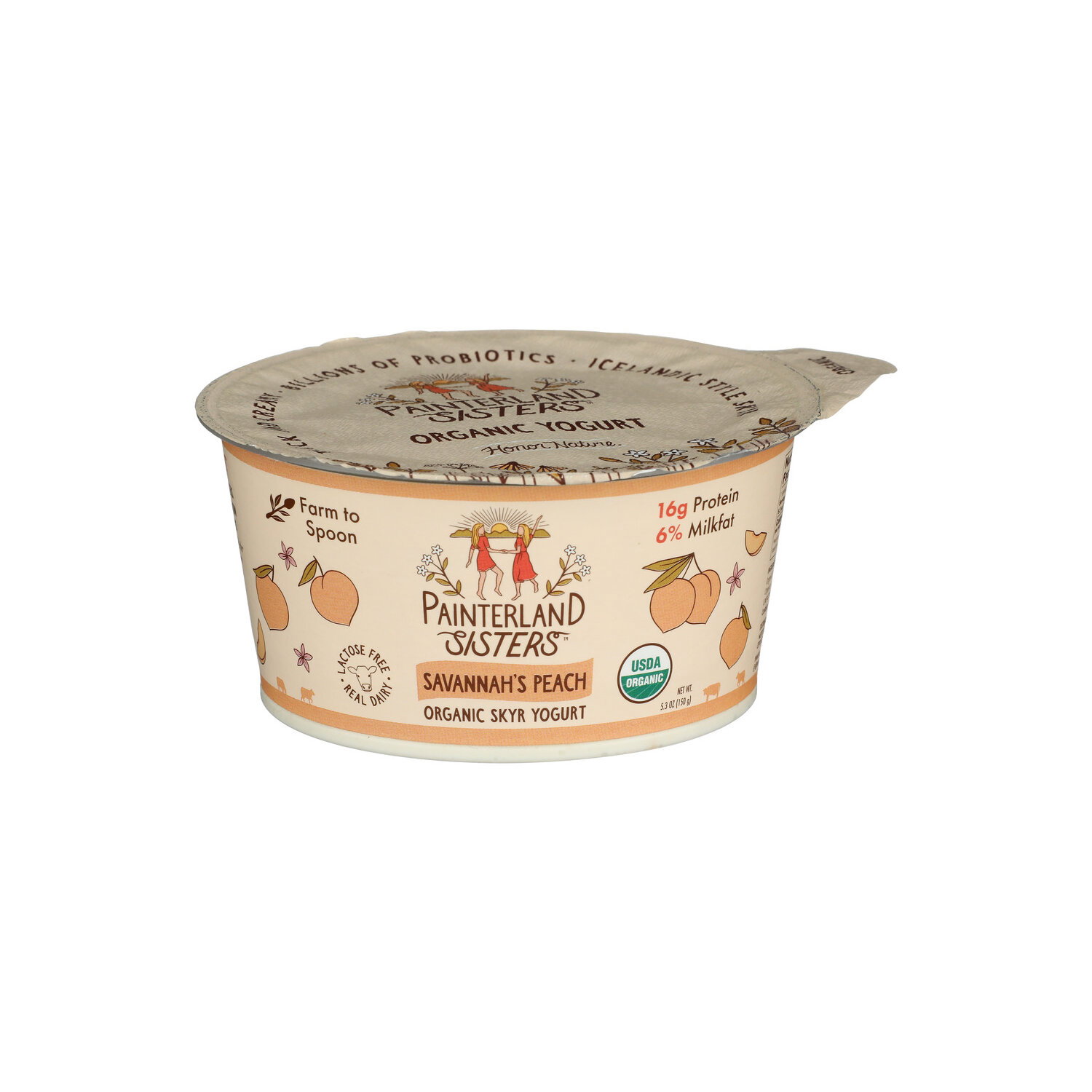 Painterland Sisters Organic Savannah's Peach Skyr Yogurt - 5.3 Ounce Image 1 of 4