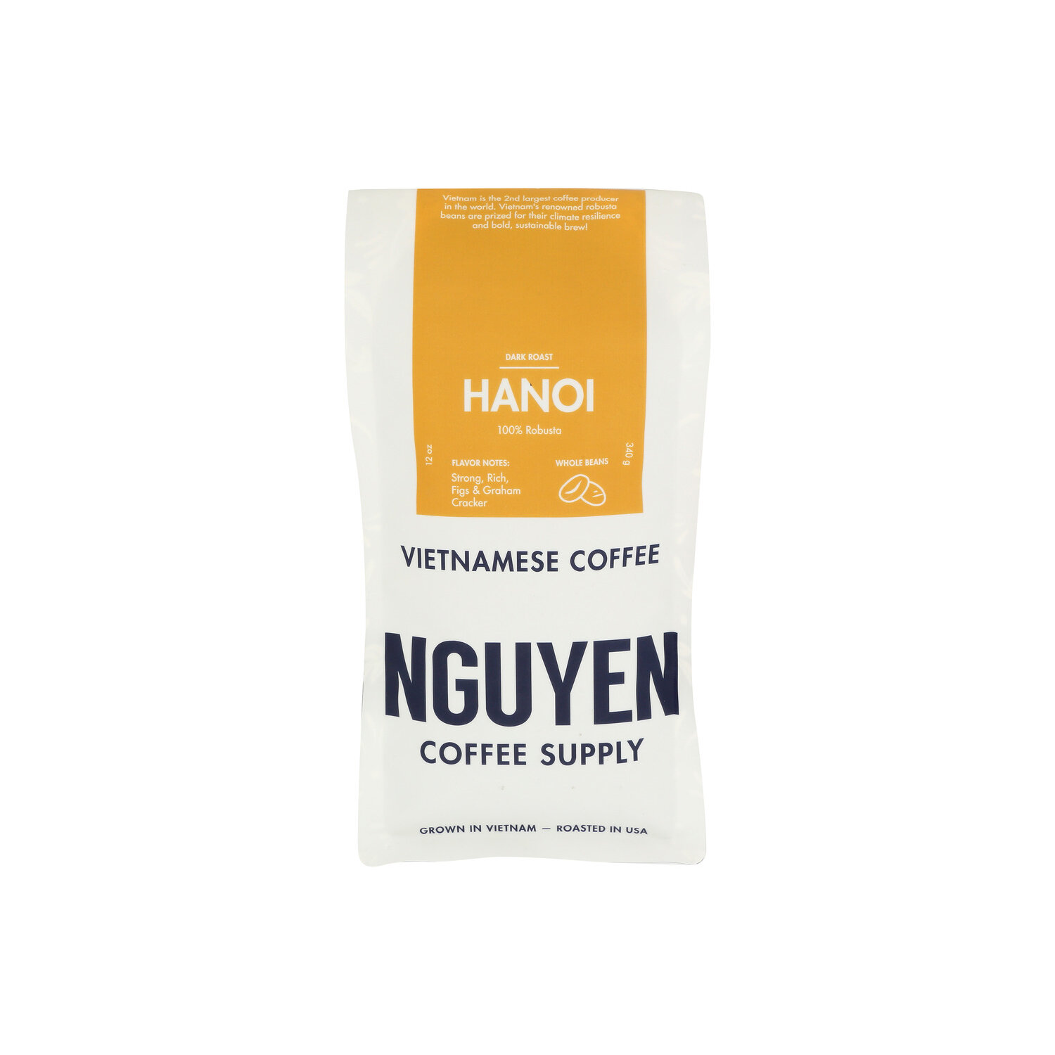 Nguyen Coffee Supply Hanoi Whole Bean Hanoi, 100% Robusta , Vietnamese Coffee, Dark Roast - 12 Ounce Image 1 of 2