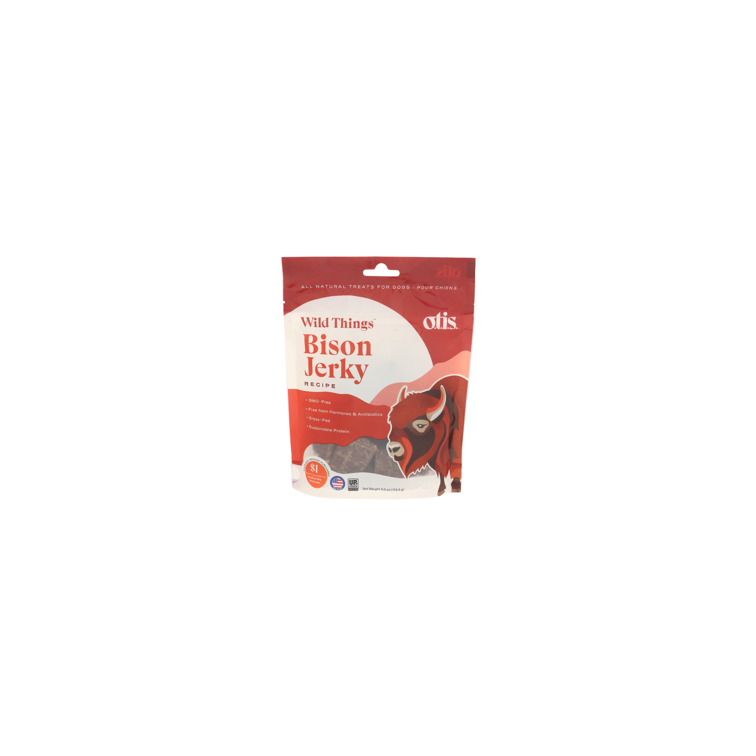 O.T.I.S. Savory Bison Jerky Chunck Soft Dog Treat - 4 Ounce Image 1 of 4