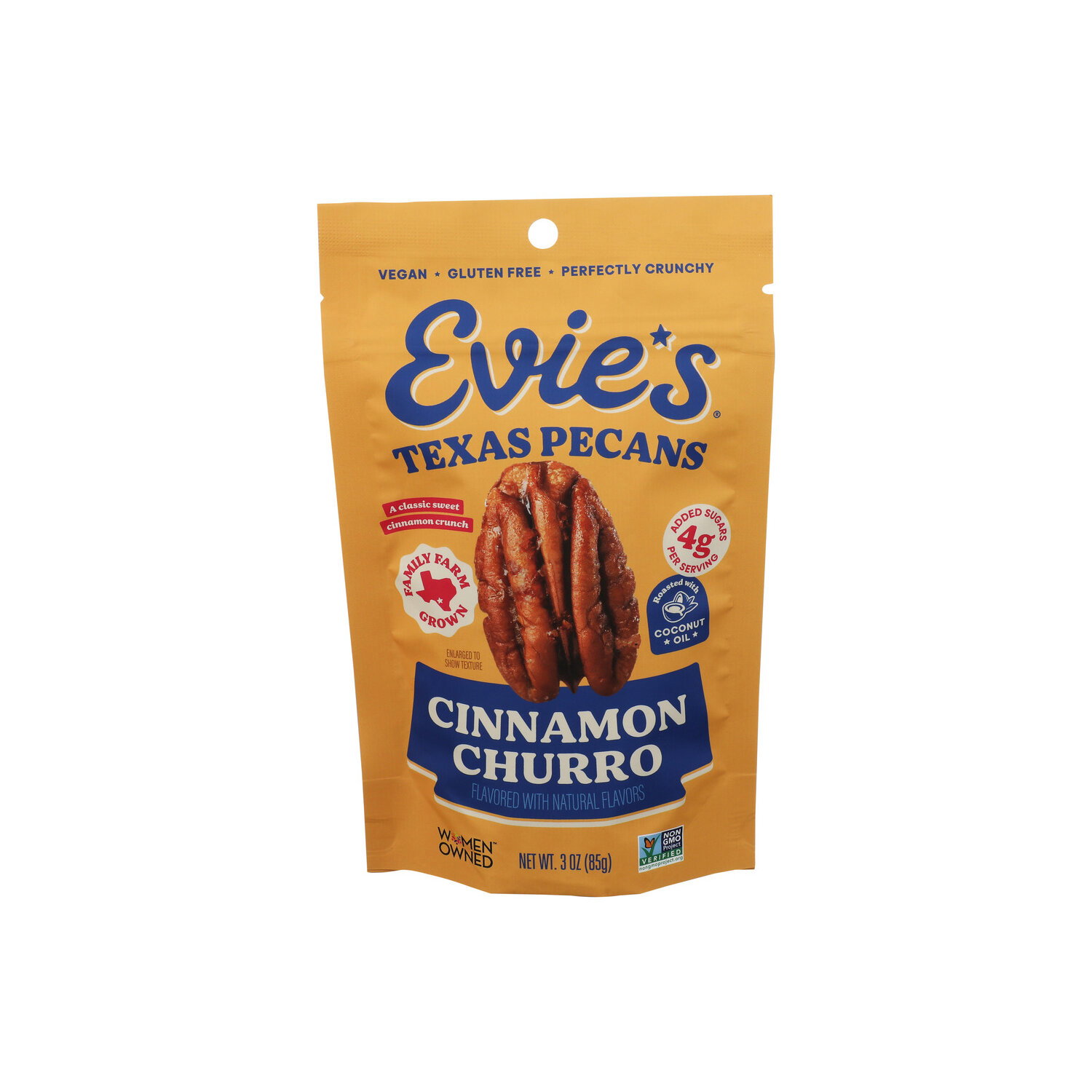 EVIE's Snacks Cinnamon Churro Pecans - 3 Ounce Image 1 of 4