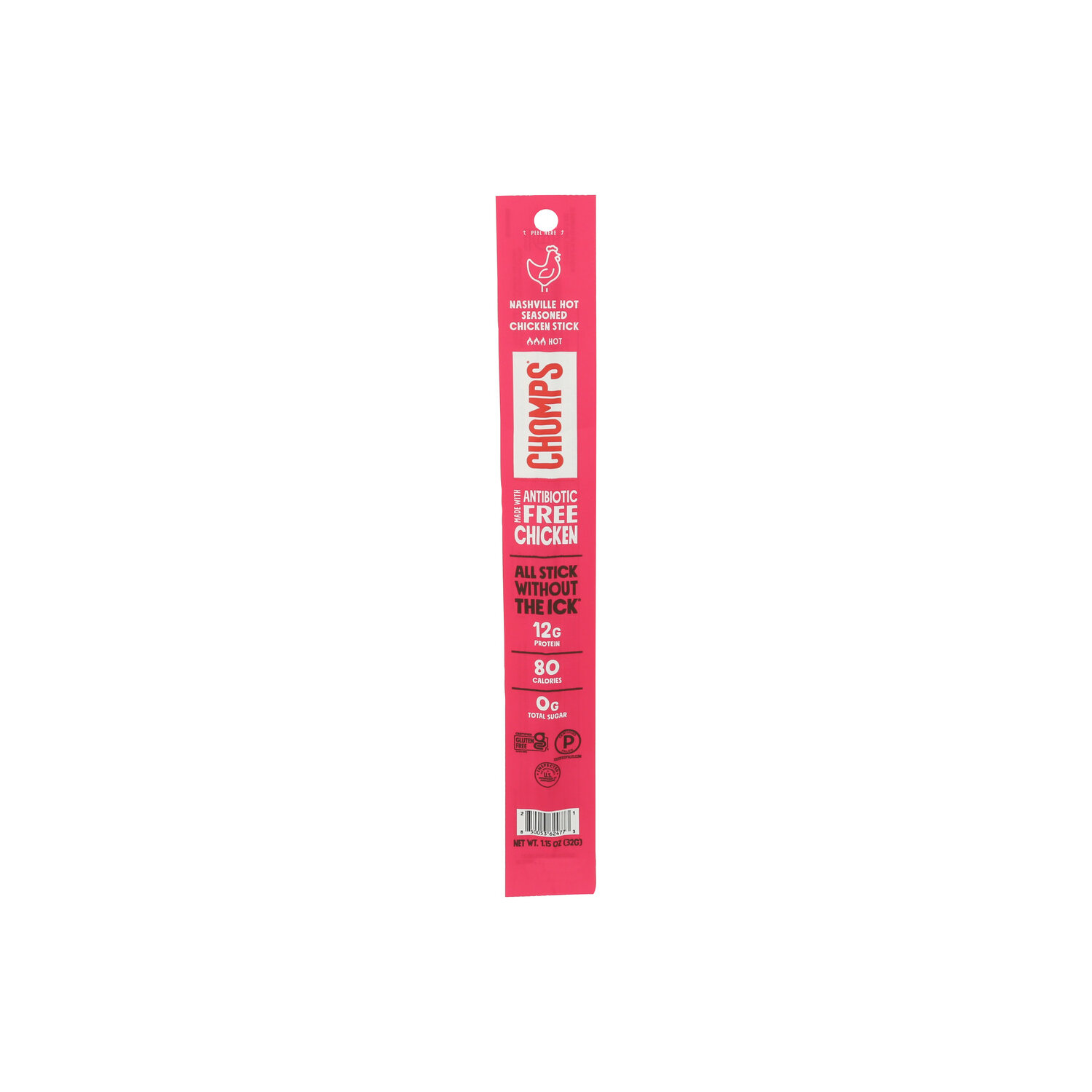 Chomps Spicy Nashville Hot Smoked Ready To Eat Chicken Meat Sticks - 1.15 Ounce Image 1 of 4