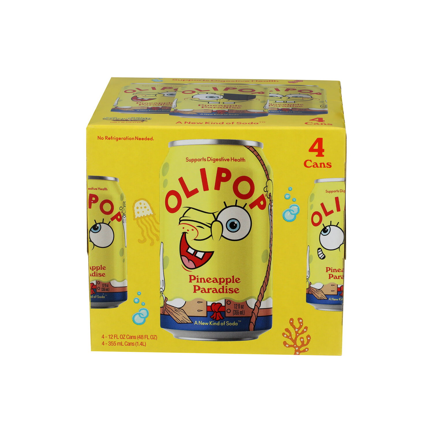 Olipop Spongebob Pinapple Paradise - 12 Fluid Ounce - 4 Count