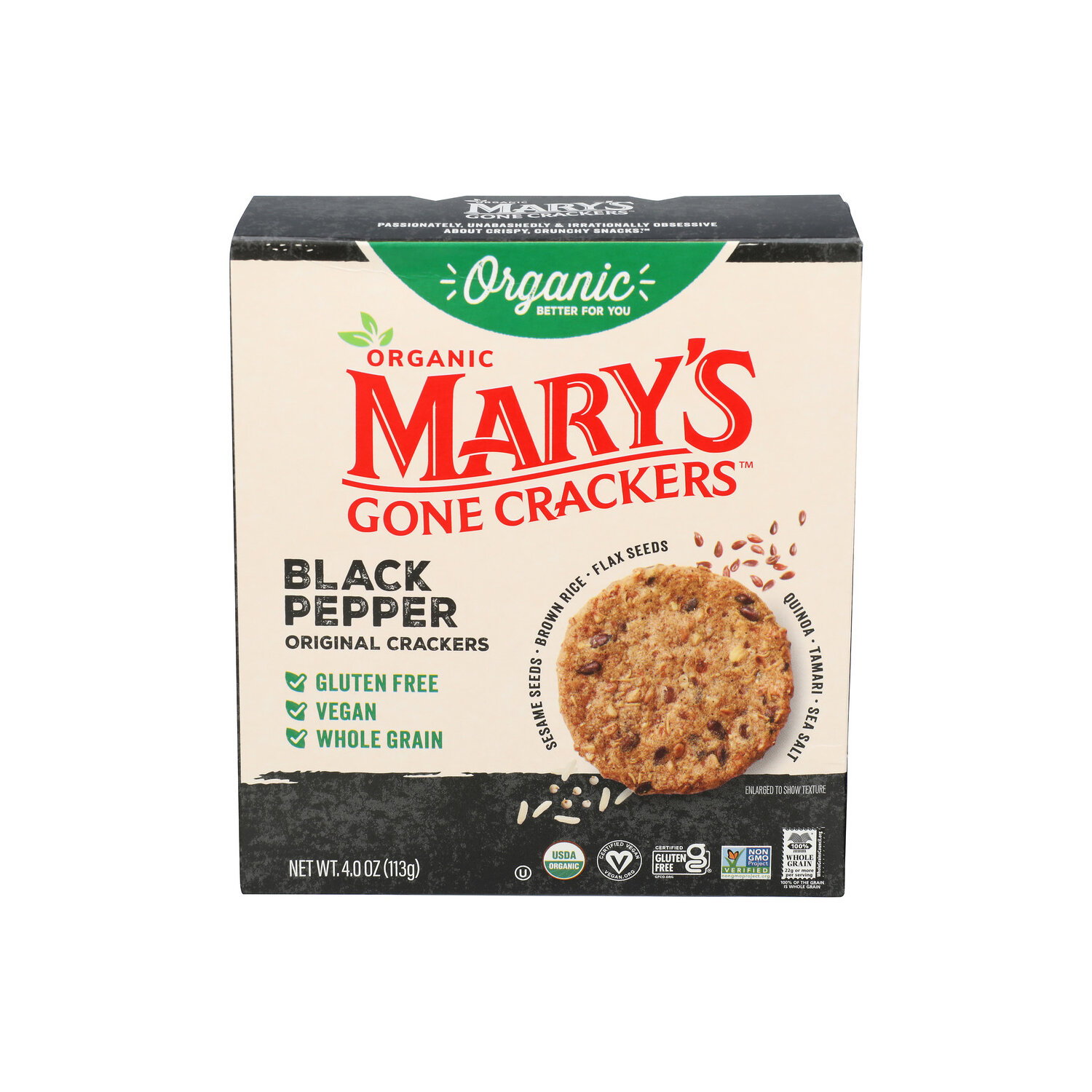 MARY's Gone Crackers Black Pepper Original - 4 Ounce Image 1 of 4