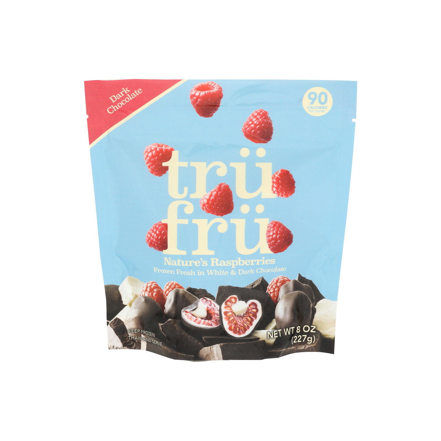 Trufru White & Dark Chocolate Frozen Raspberries - 8 Ounce