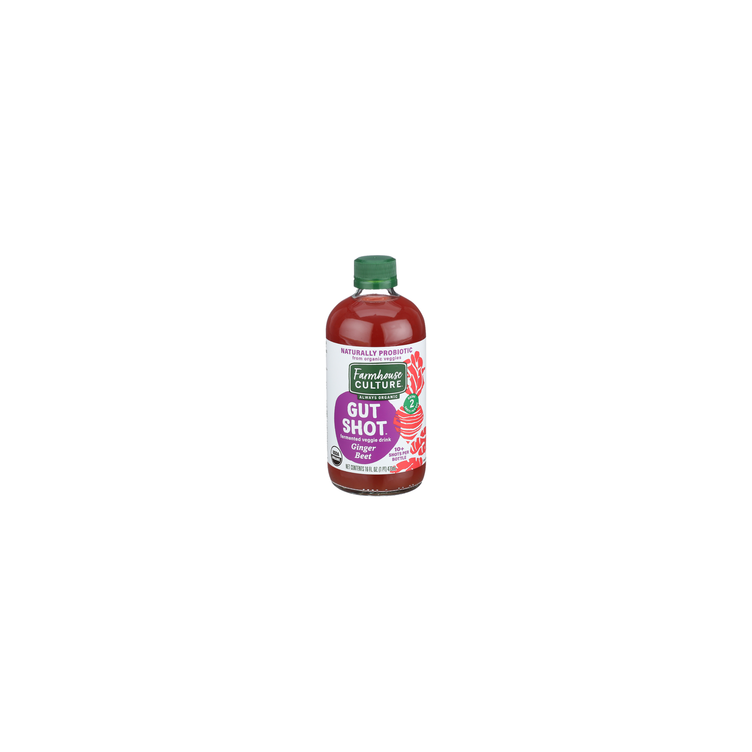 Farmhouse Culture Ginger Beet Fermented Veggie Drink Gut Shot - 16 Fluid Ounce Image 1 of 4