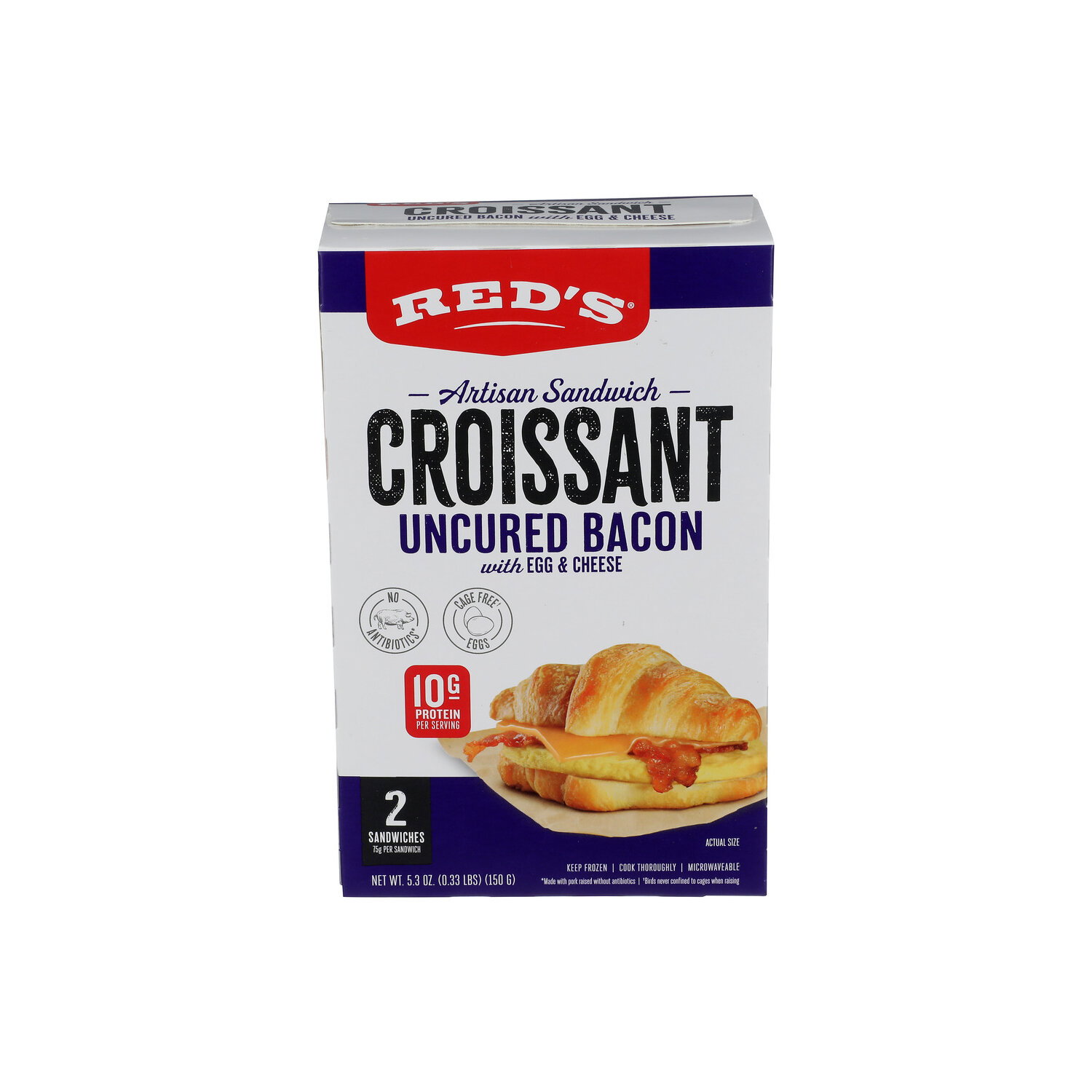 RED'S Egg Cheese & Uncured Bacon Croissant - 2.6 Ounce - 2 Count Image 1 of 3